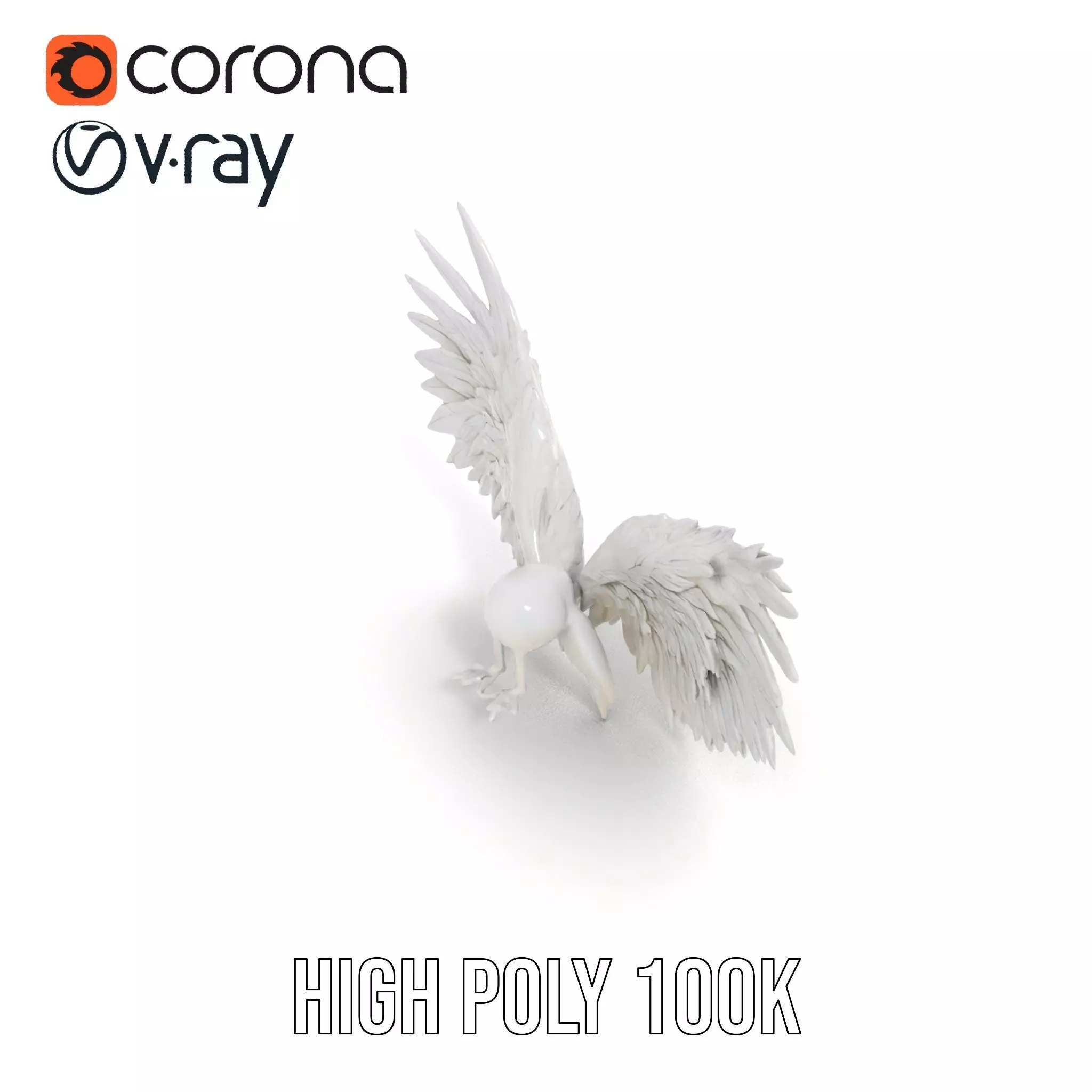 Elegant White Angel Wings model pack Low-poly 3D model_23