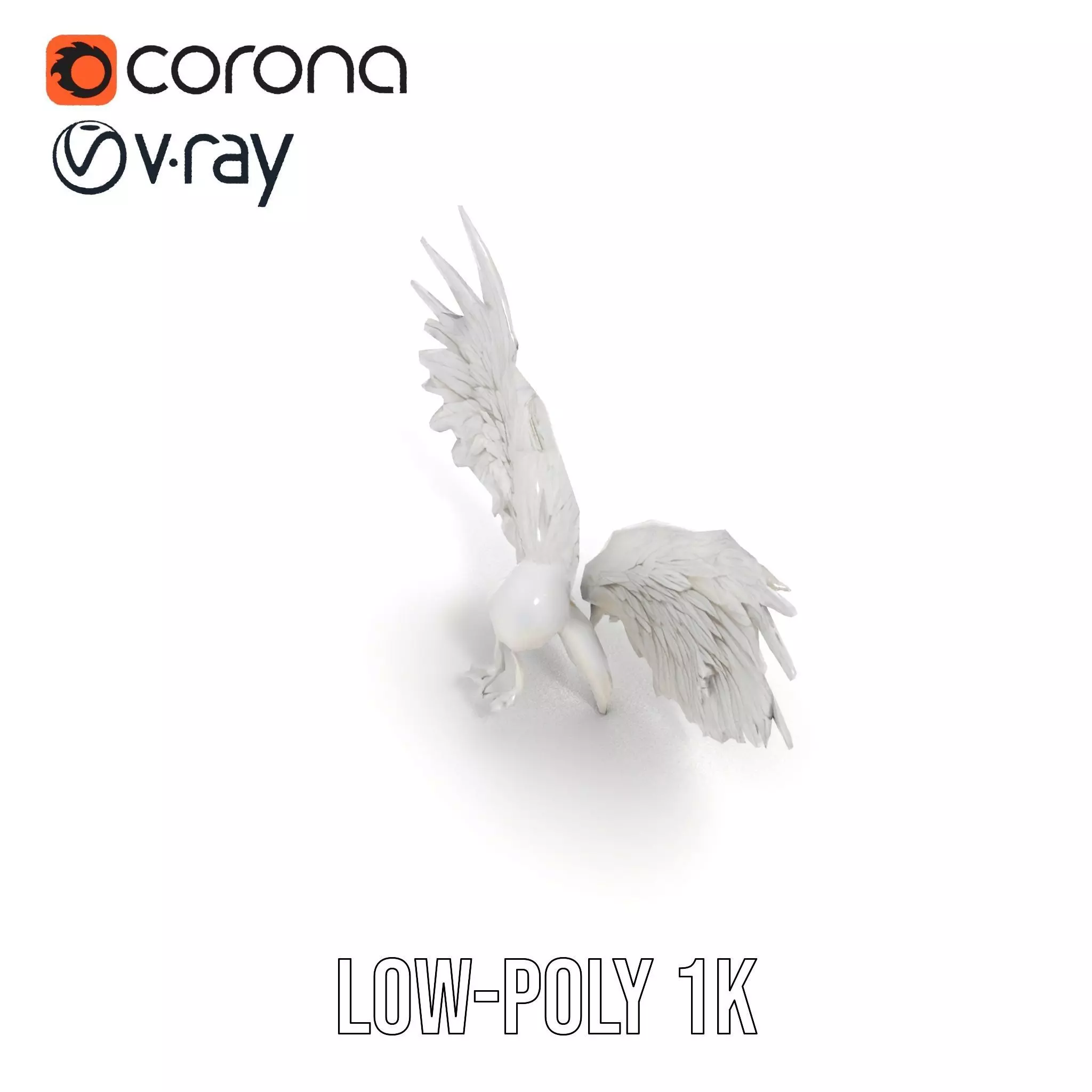 Elegant White Angel Wings model pack Low-poly 3D model_22