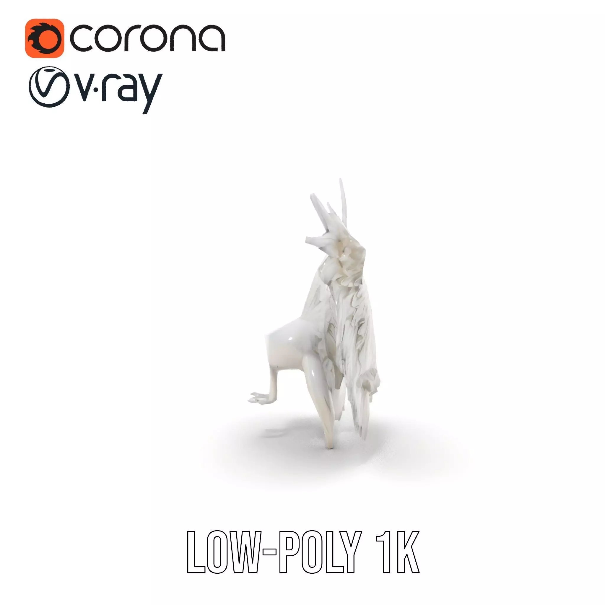 Elegant White Angel Wings model pack Low-poly 3D model_13