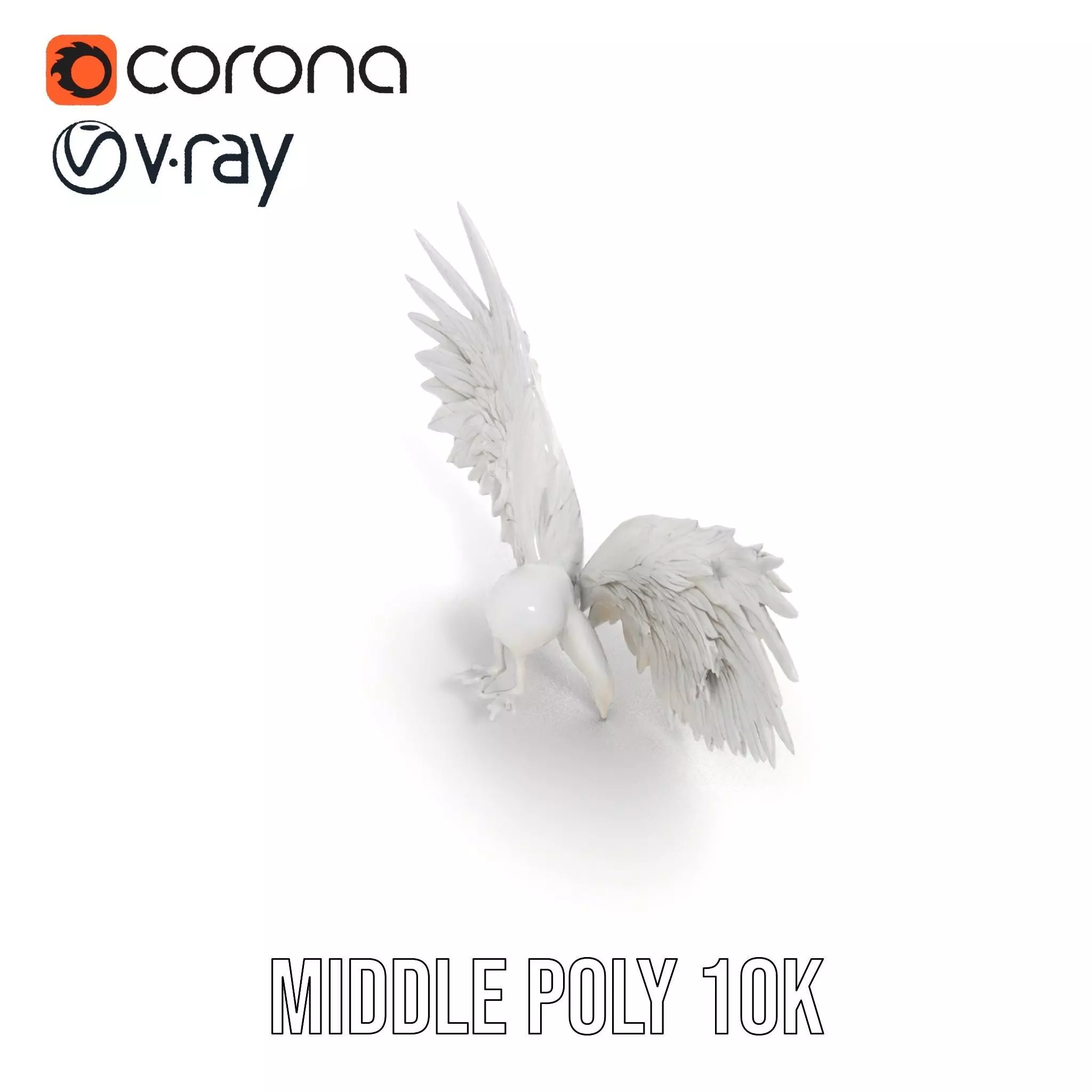 Elegant White Angel Wings model pack Low-poly 3D model_6