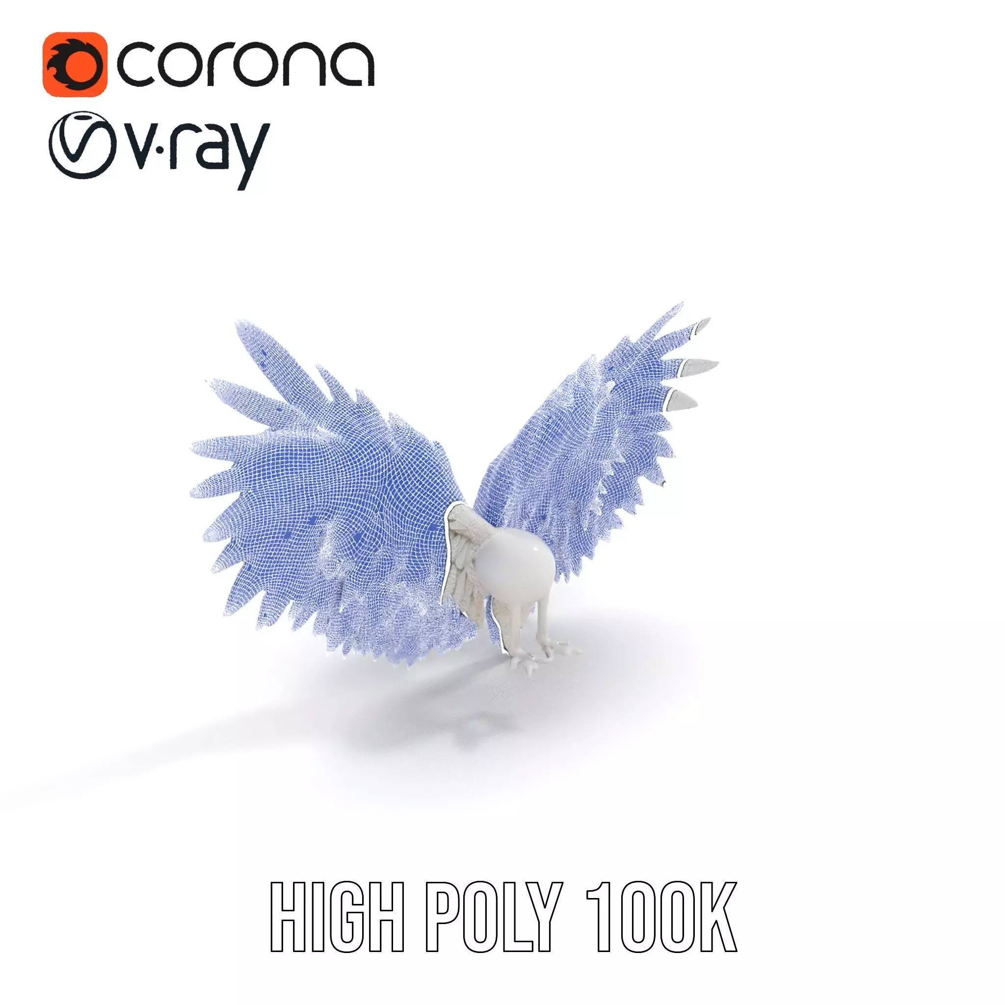 Elegant White Angel Wings model pack Low-poly 3D model_32