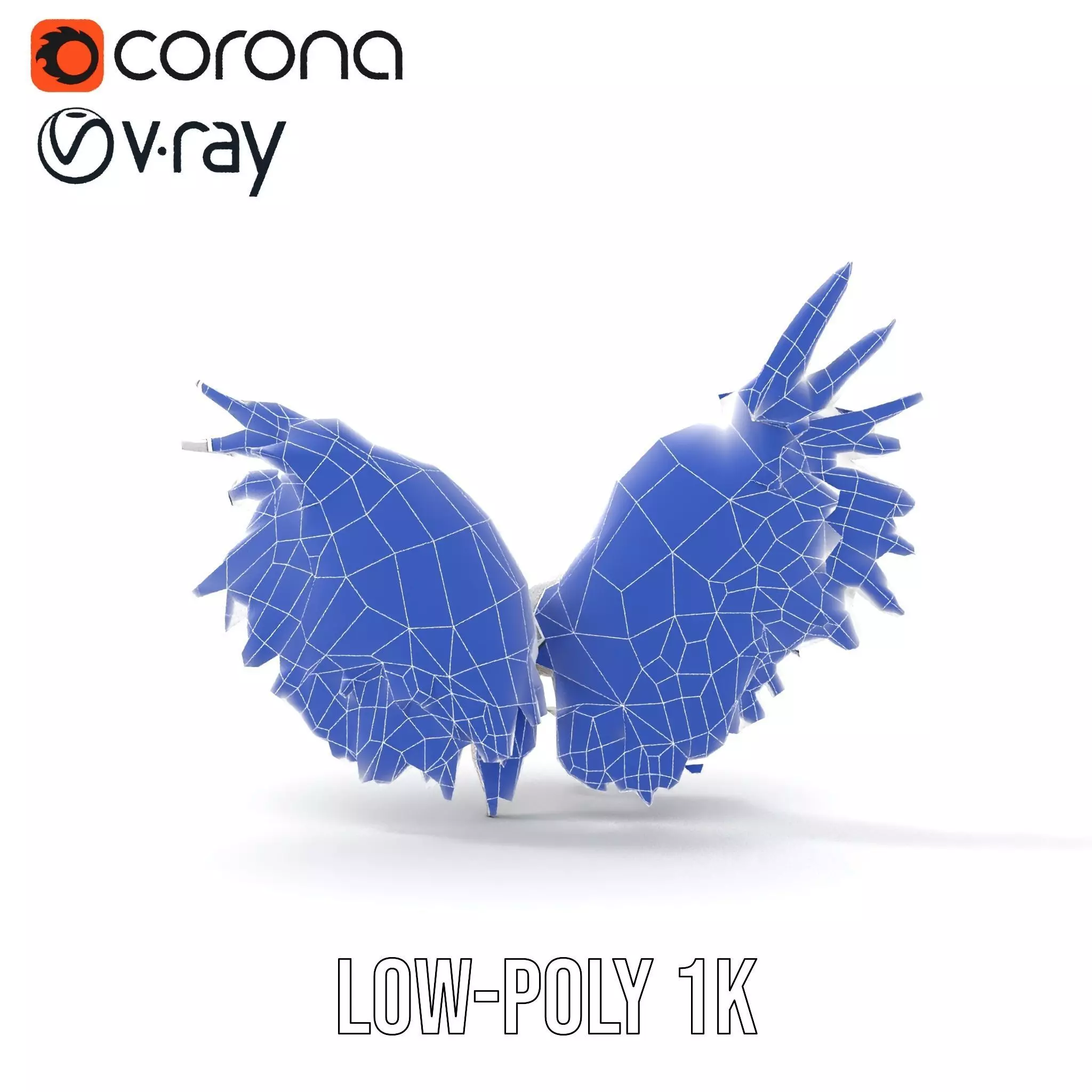 Elegant White Angel Wings model pack Low-poly 3D model_16