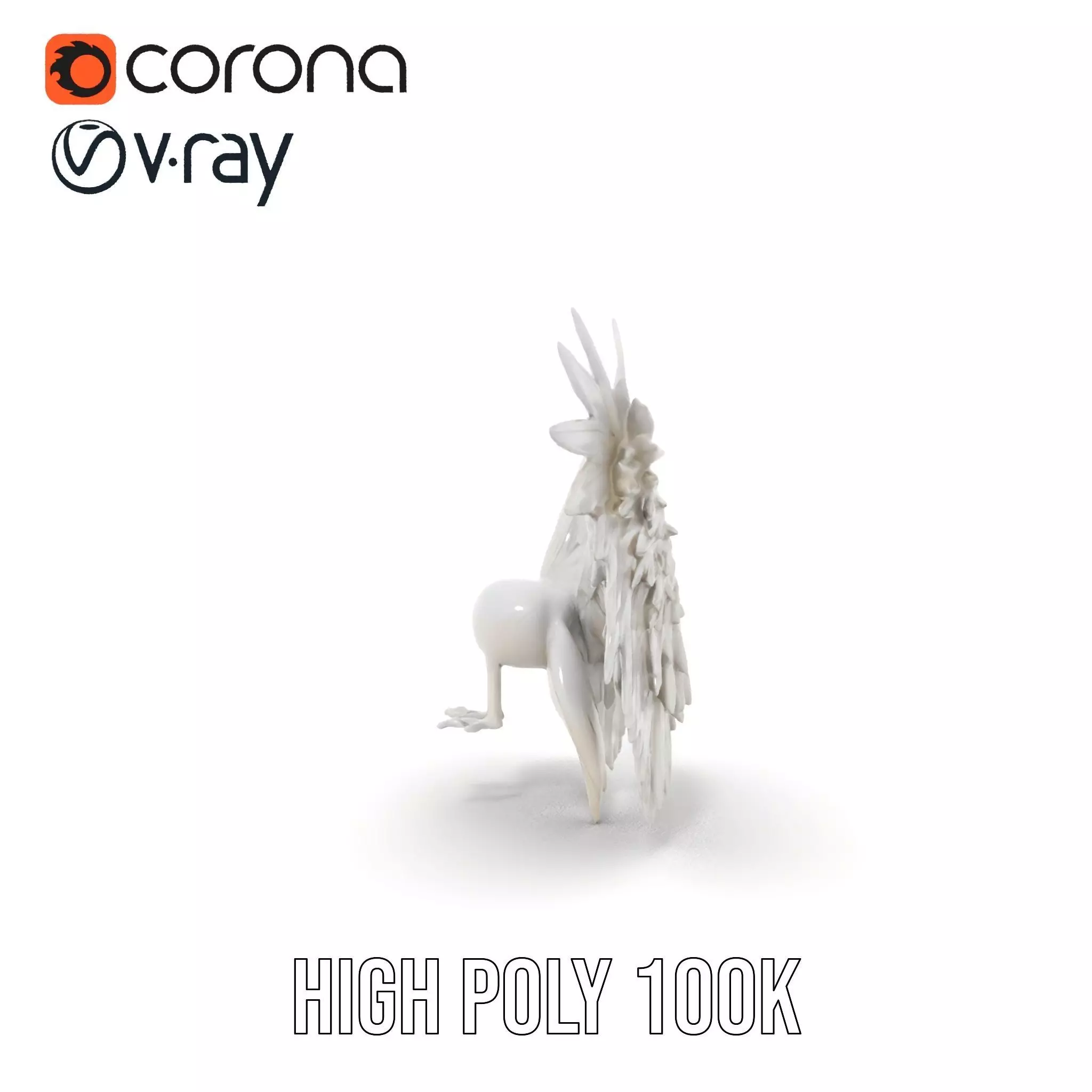 Elegant White Angel Wings model pack Low-poly 3D model_9