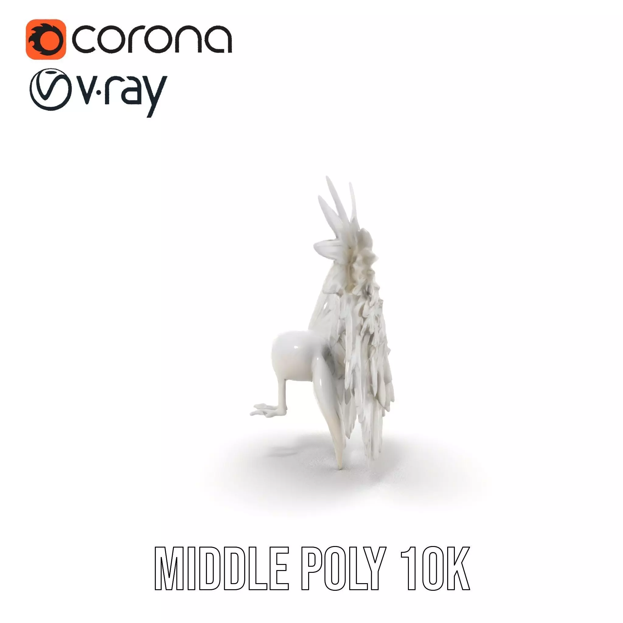 Elegant White Angel Wings model pack Low-poly 3D model_15