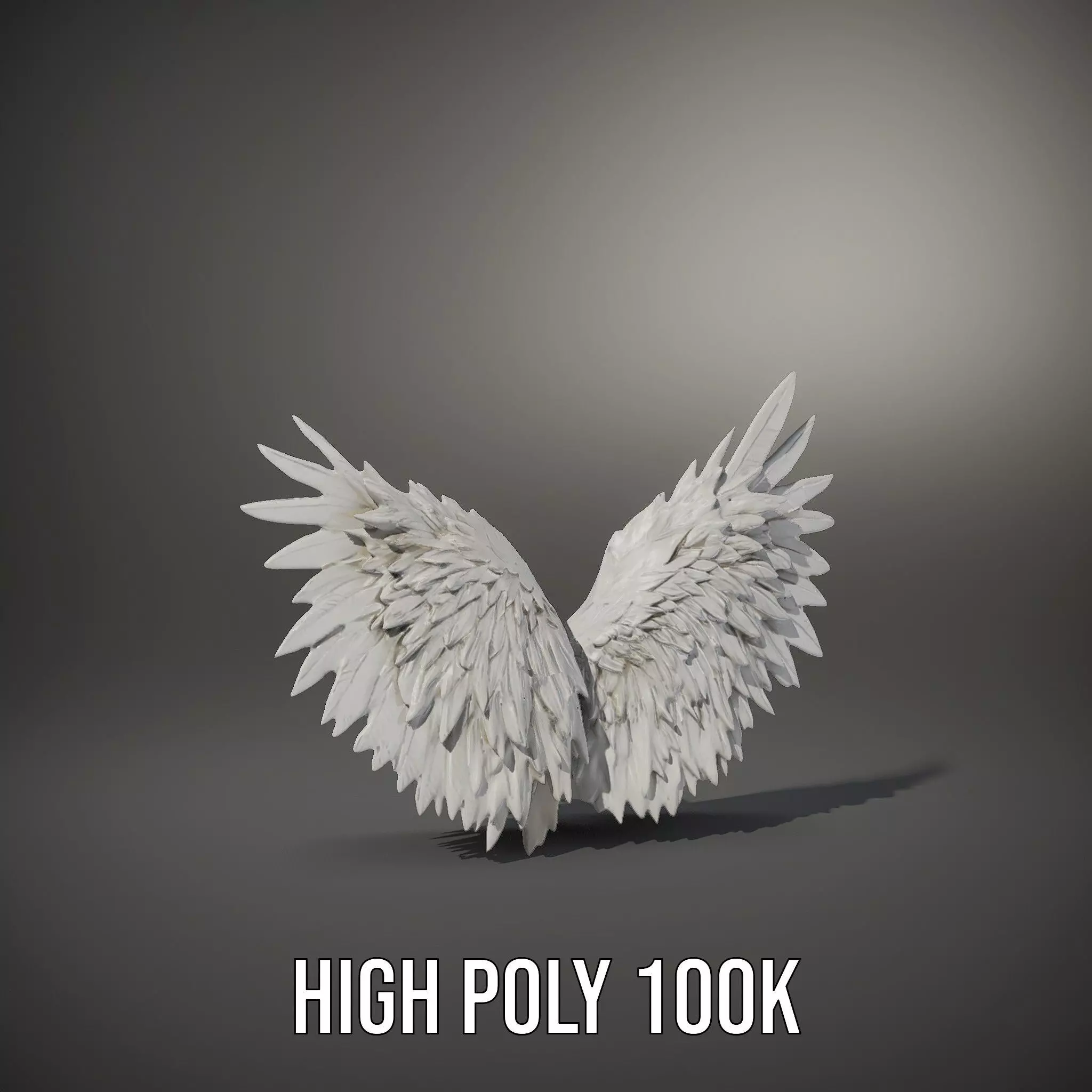 Elegant White Angel Wings model pack Low-poly 3D model_17