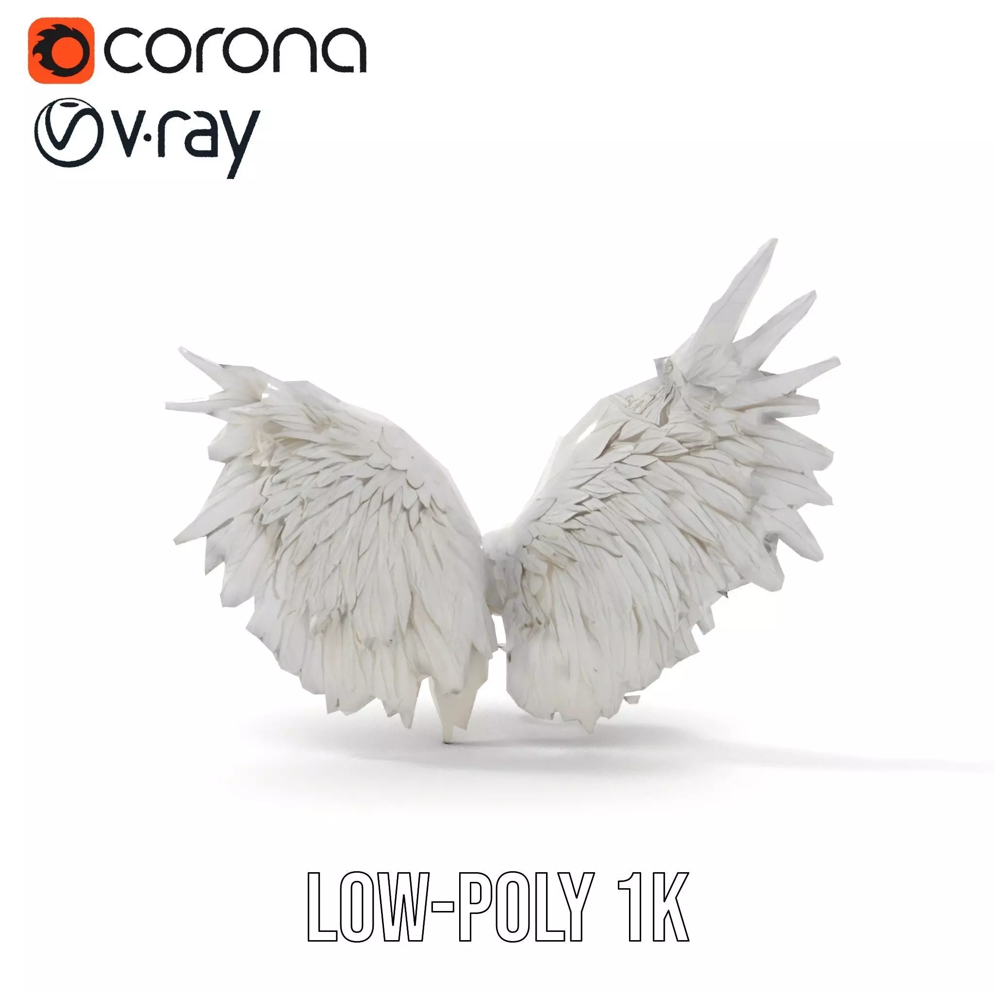 Elegant White Angel Wings model pack Low-poly 3D model_19