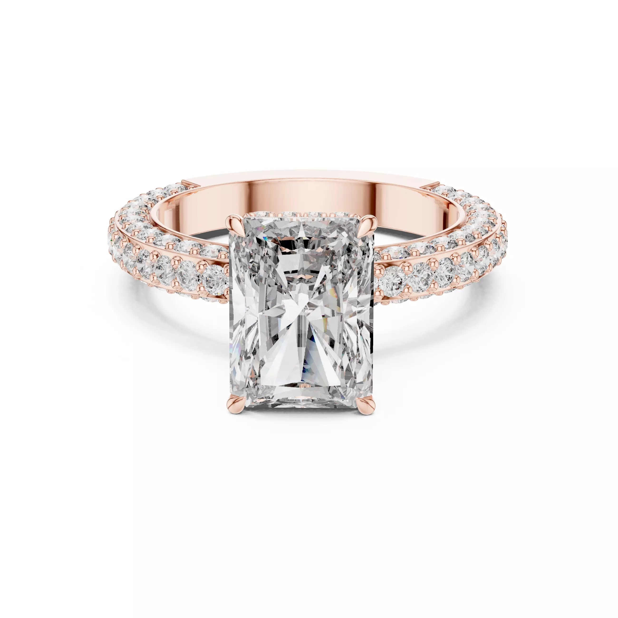 4Ct Radiant Cut Diamond Engagement Wedding Ring 3DM STL Video 3D print model