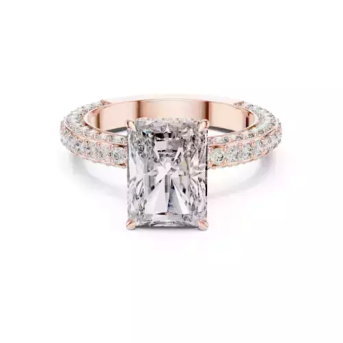 4Ct Radiant Cut Diamond Engagement Wedding Ring 3DM STL Video