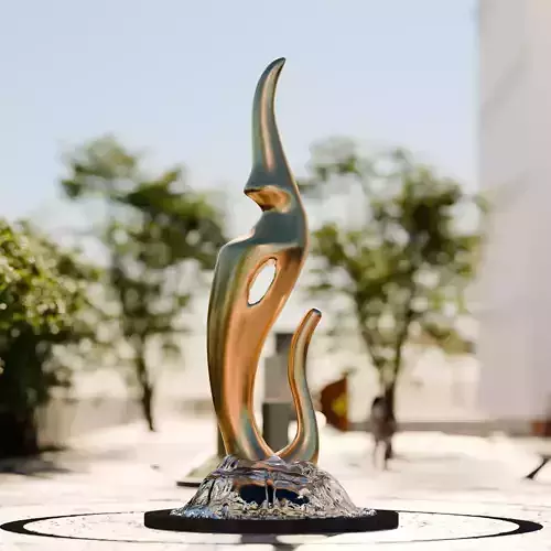 Abstract Bronze Fountain Sculpture Free 3D model