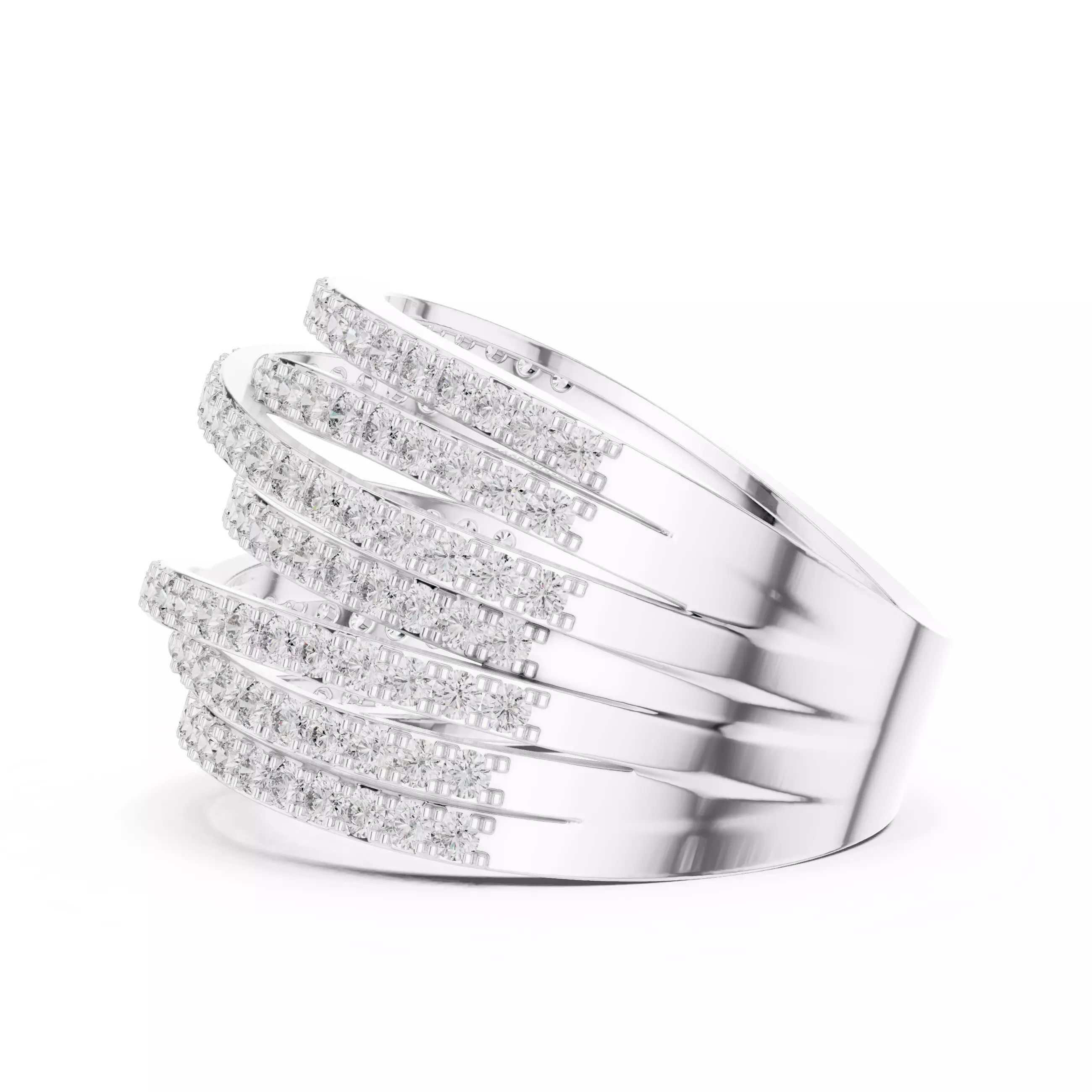 14mm Wide Round Cut Diamond Wedding Band 3DM STL Video 3D print model_11