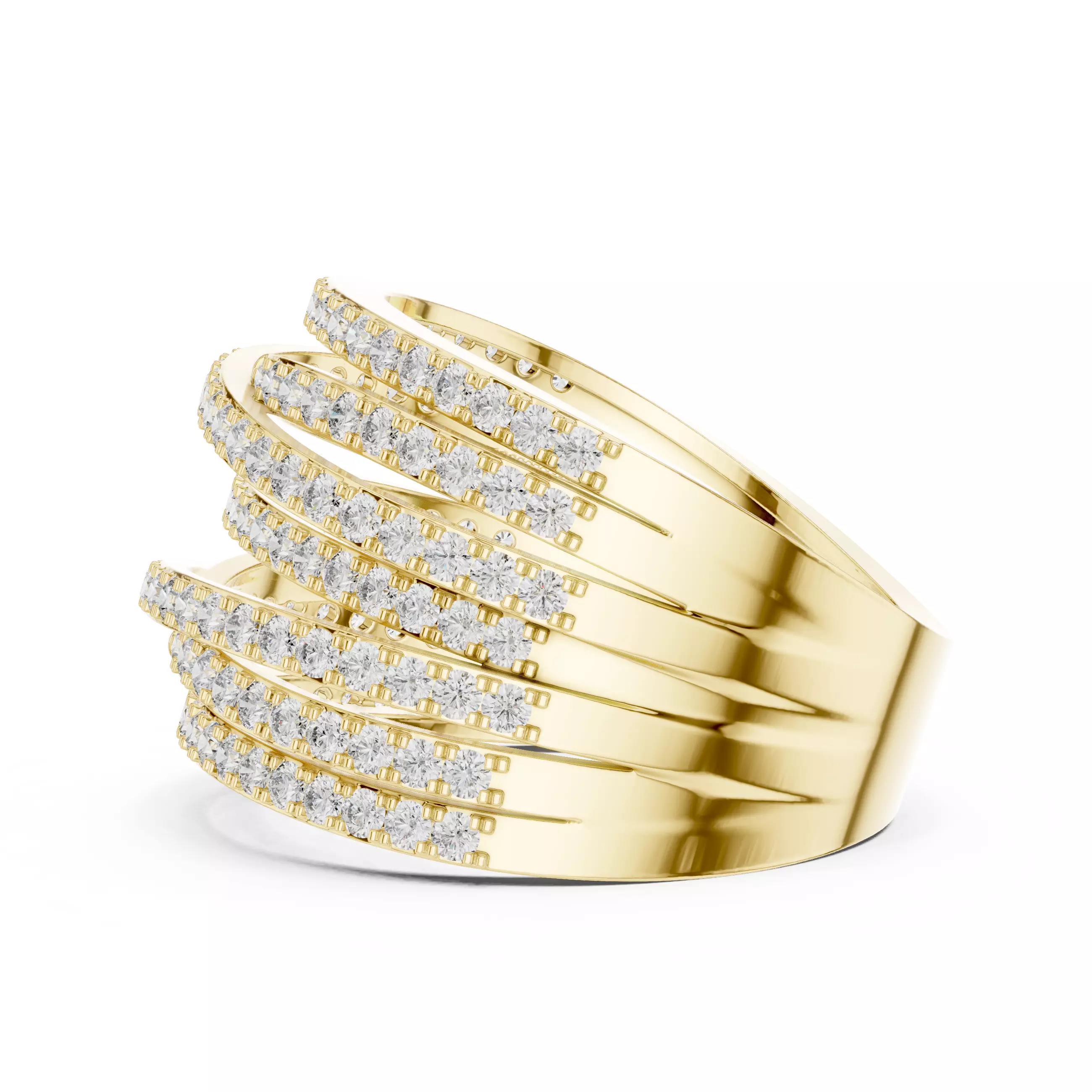 14mm Wide Round Cut Diamond Wedding Band 3DM STL Video 3D print model_8