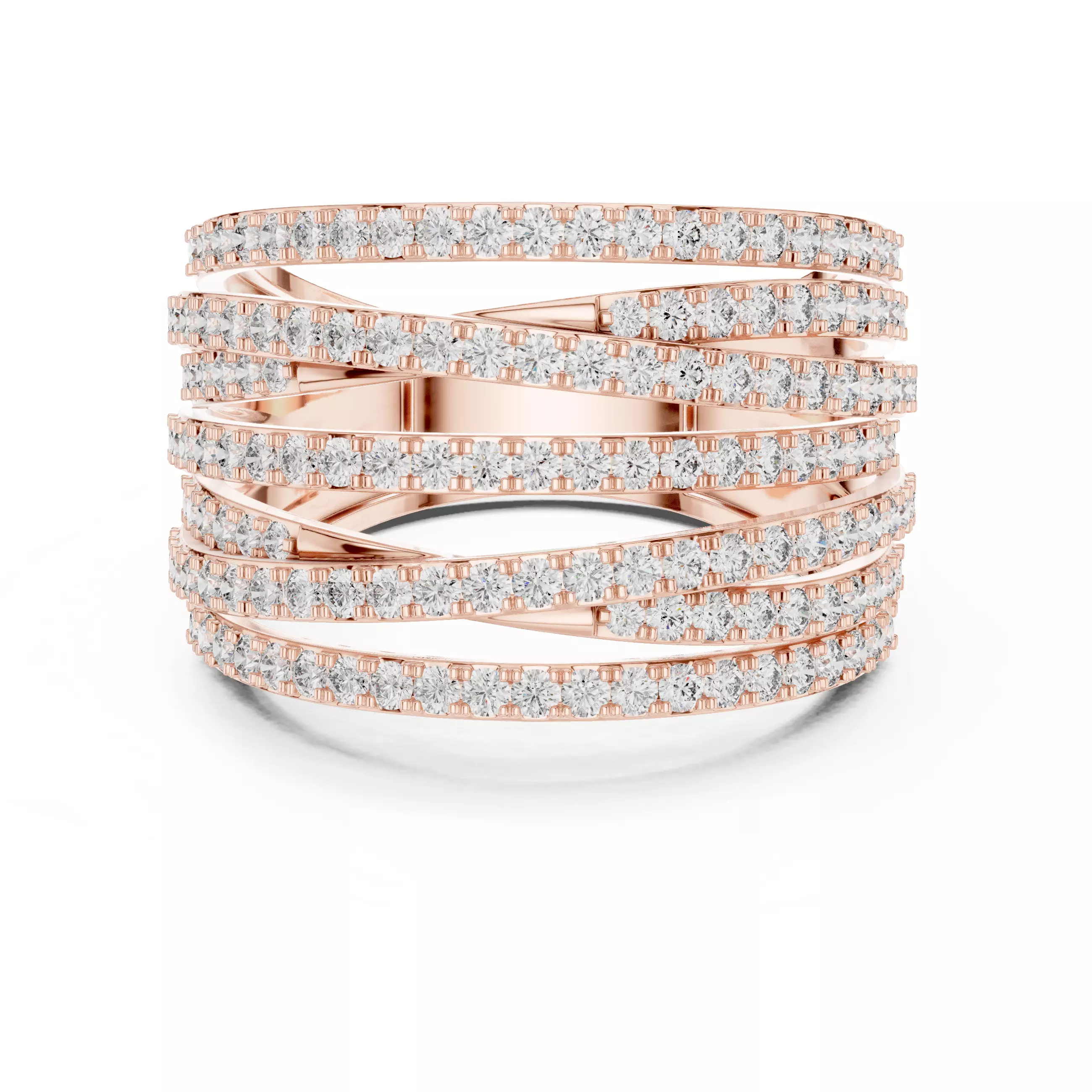 14mm Wide Round Cut Diamond Wedding Band 3DM STL Video 3D print model_0