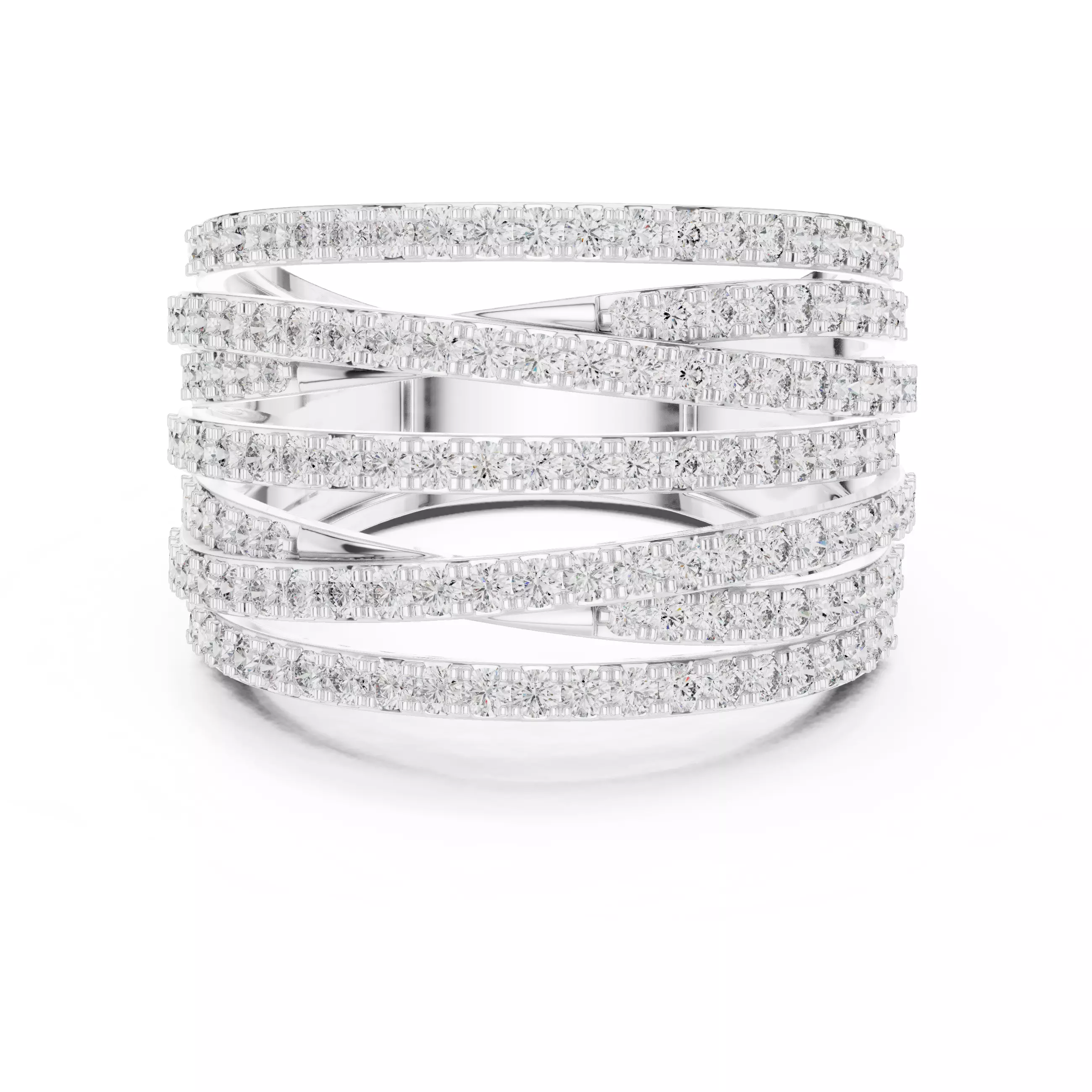 14mm Wide Round Cut Diamond Wedding Band 3DM STL Video 3D print model_2