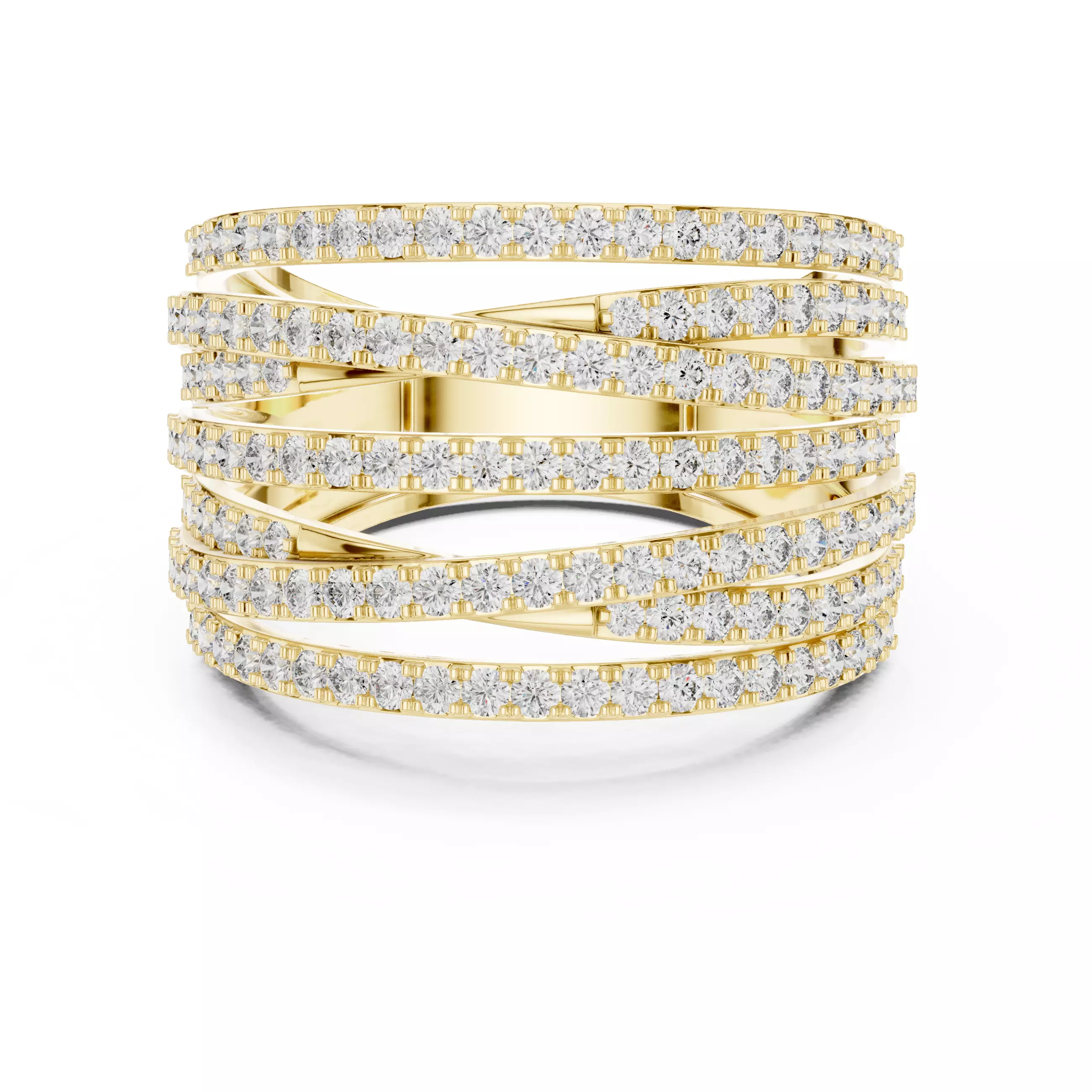 14mm Wide Round Cut Diamond Wedding Band 3DM STL Video 3D print model_1