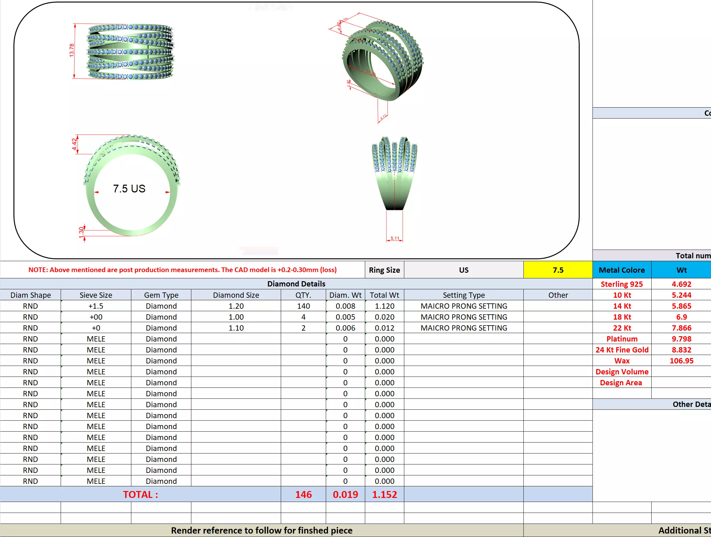 14mm Wide Round Cut Diamond Wedding Band 3DM STL Video 3D print model_13