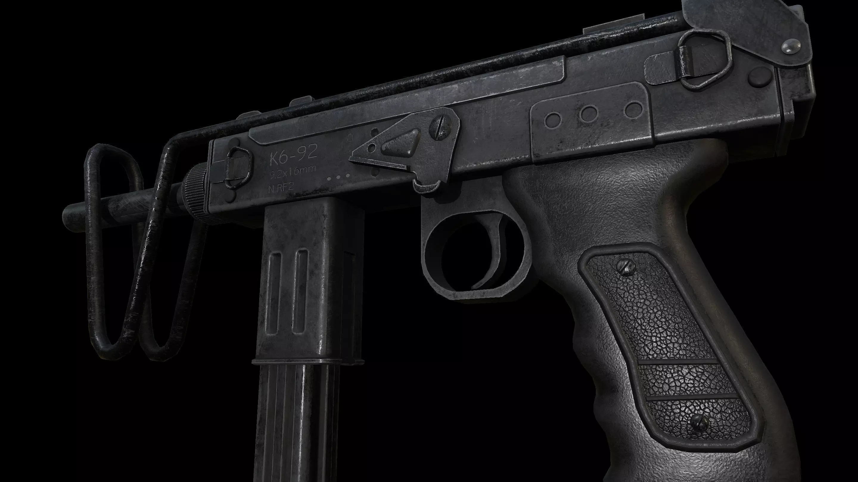 K6-92 Machine Pistol Low-poly 3D model_5