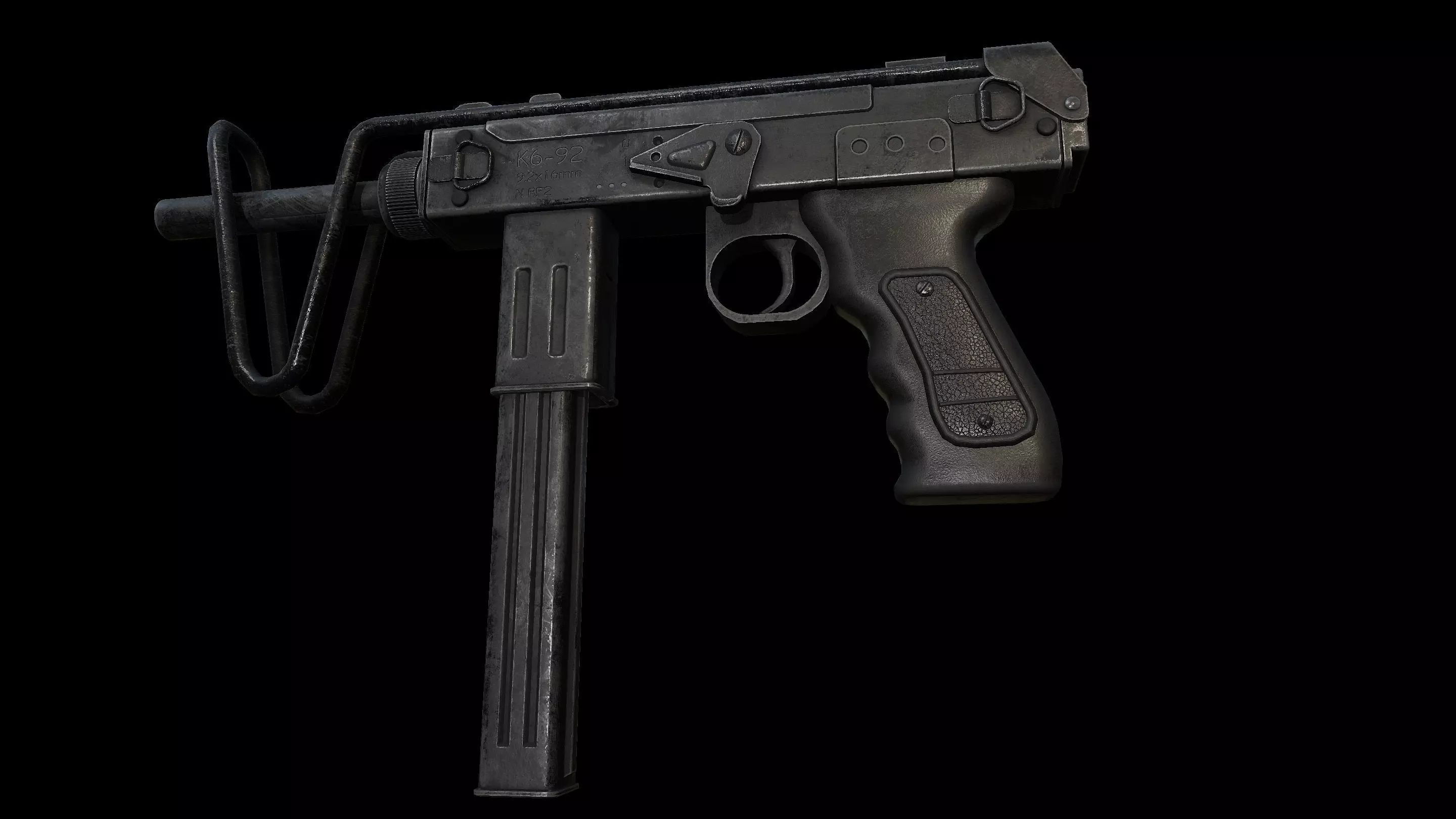 K6-92 Machine Pistol Low-poly 3D model_2