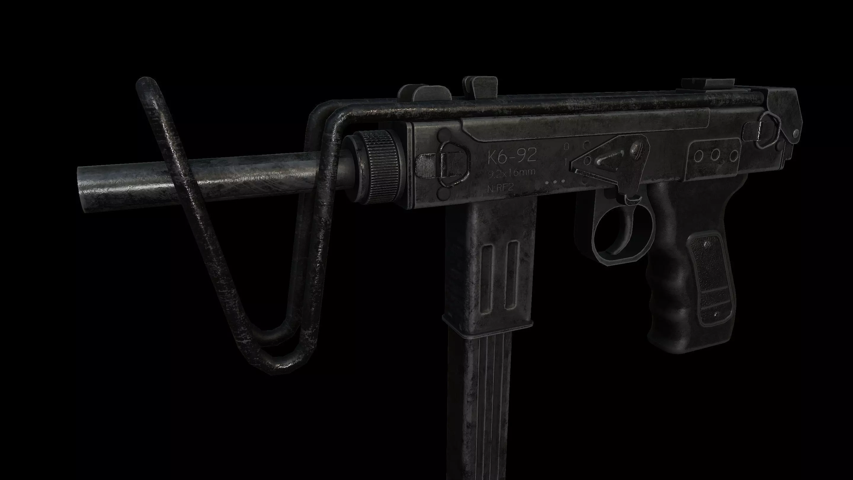 K6-92 Machine Pistol Low-poly 3D model_4