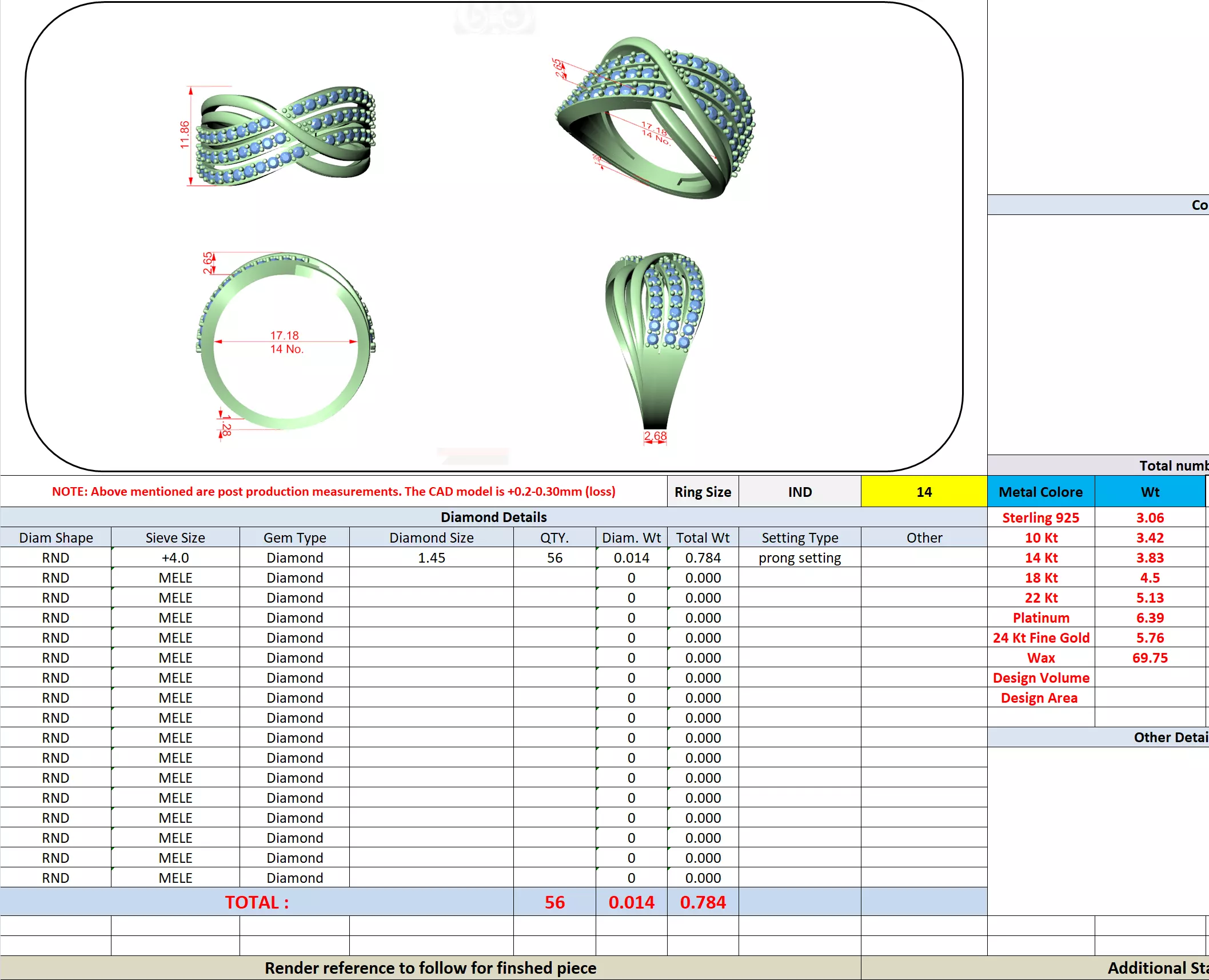 Three Row Round Diamond Crossover Wedding Band 3DM STL Video 3D print model_13