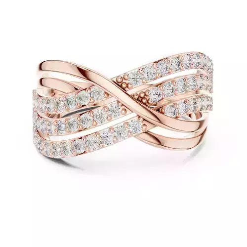 Three Row Round Diamond Crossover Wedding Band 3DM STL Video