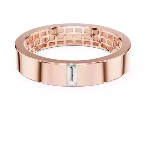 Solitaire Channel Set Baguette Cut Wedding Band 3DM STL Video