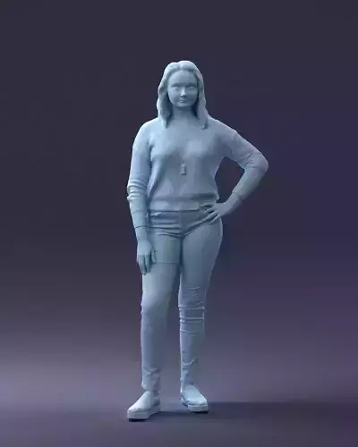000238 Young Woman in Pink Sweater and Black Pants 1224 3dp 3D print model