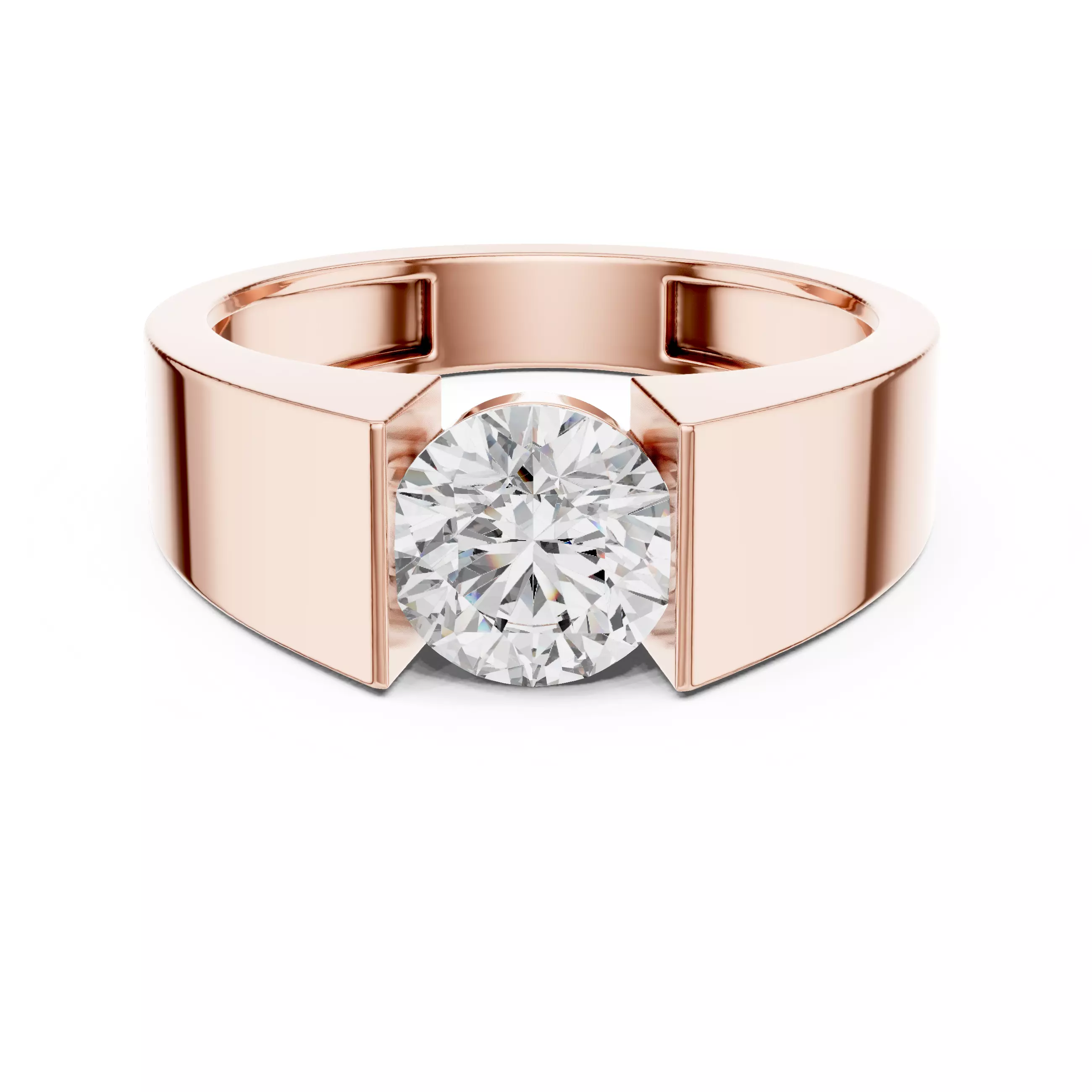 Solitaire Round Cut Tension Set Engagement Ring 3DM STL Video 3D print model