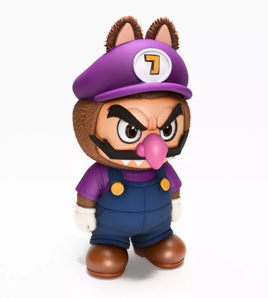 Waluigi Labubu Pop Mart Kasing Lung toy 3D print model_21