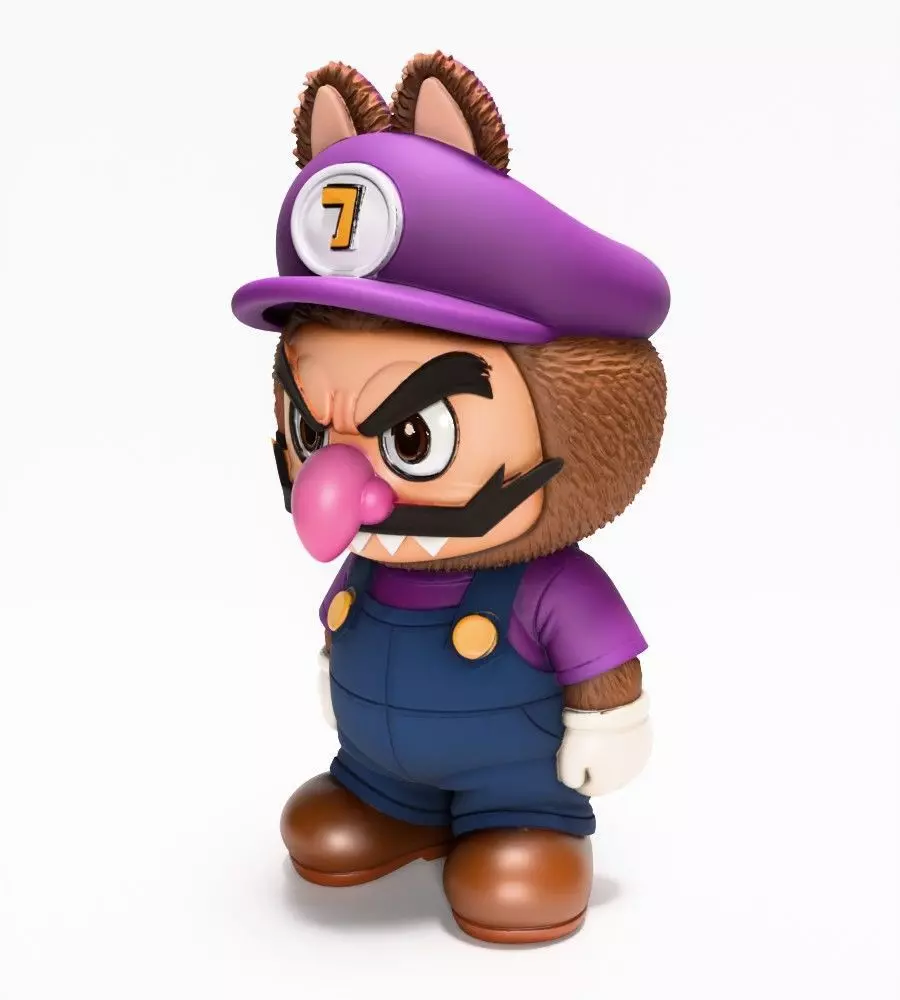 Waluigi Labubu Pop Mart Kasing Lung toy 3D print model_3