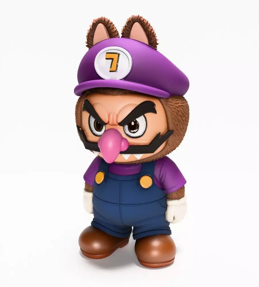 Waluigi Labubu Pop Mart Kasing Lung toy 3D print model_2