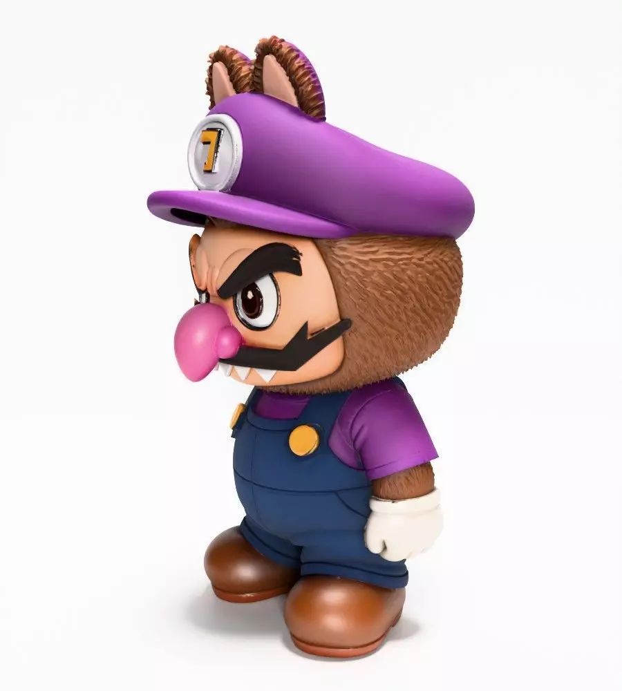Waluigi Labubu Pop Mart Kasing Lung toy 3D print model_4
