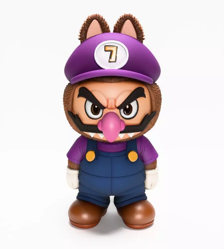 Waluigi Labubu Pop Mart Kasing Lung toy 3D print model_1
