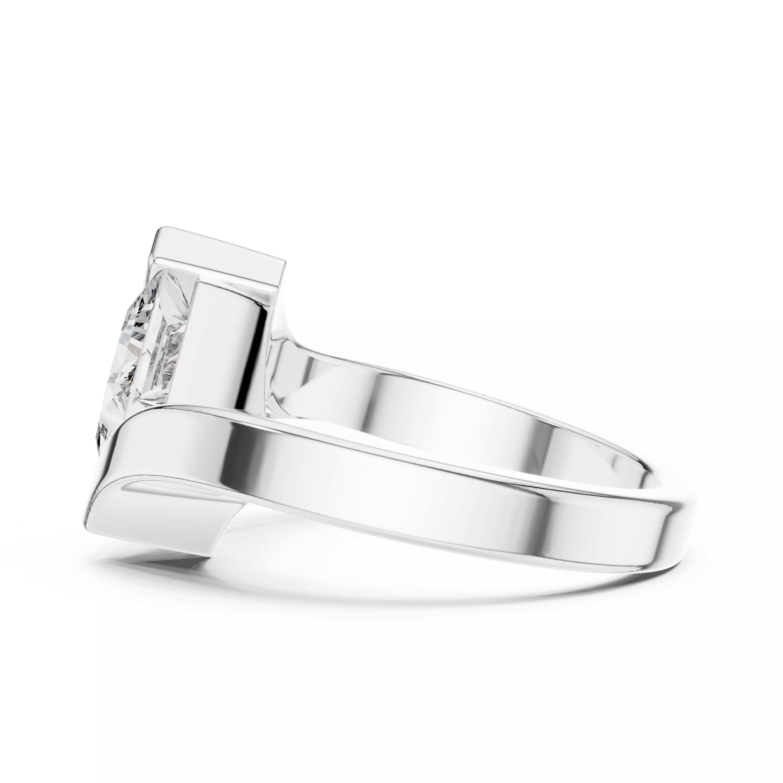 Solitaire 2CT Princess Cut Tension Set Bypass Ring 3DM STL Video 3D print model_11