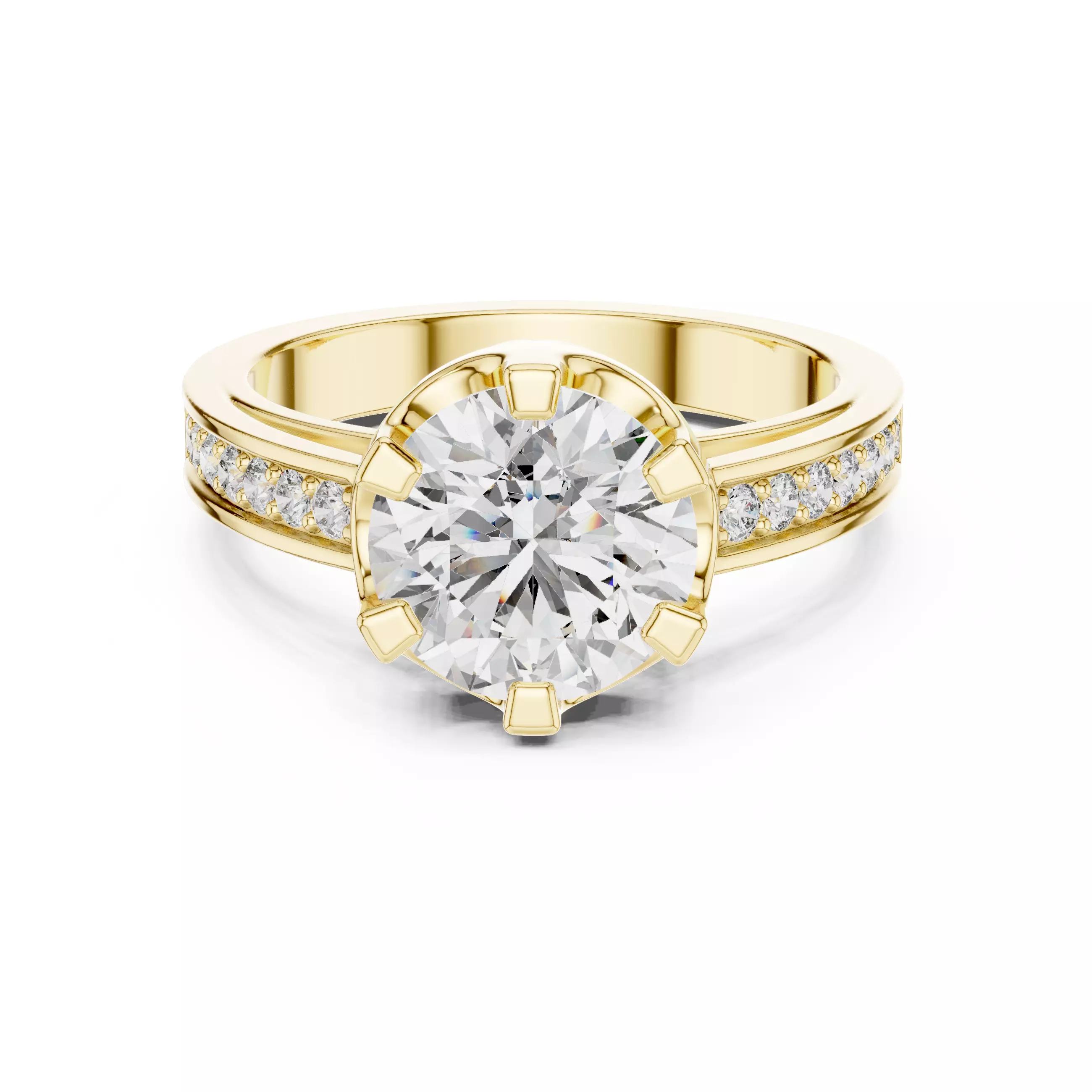 Round Cut Diamond Engagement Wedding Ring 3DM STL Video 3D print model_1