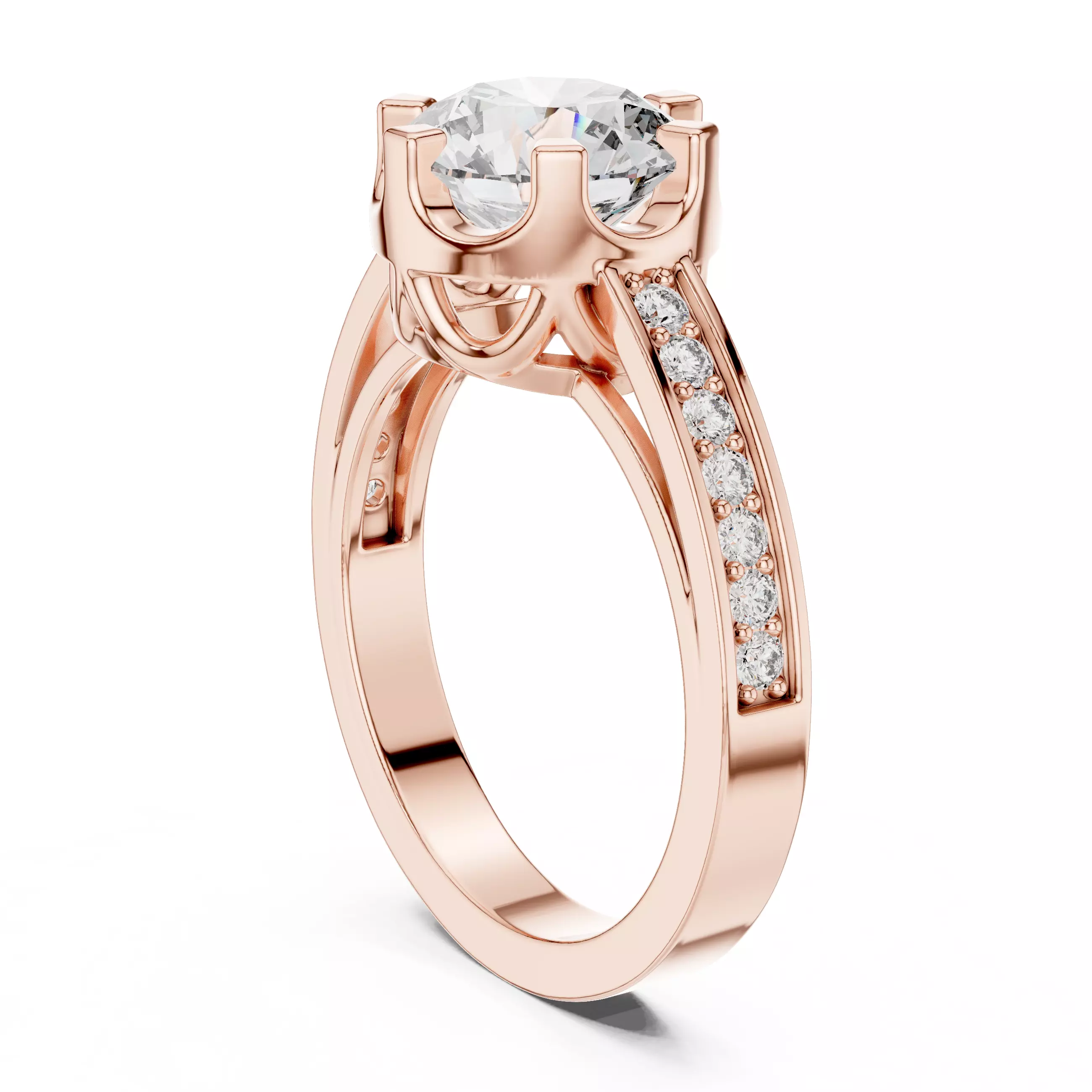 Round Cut Diamond Engagement Wedding Ring 3DM STL Video 3D print model_3