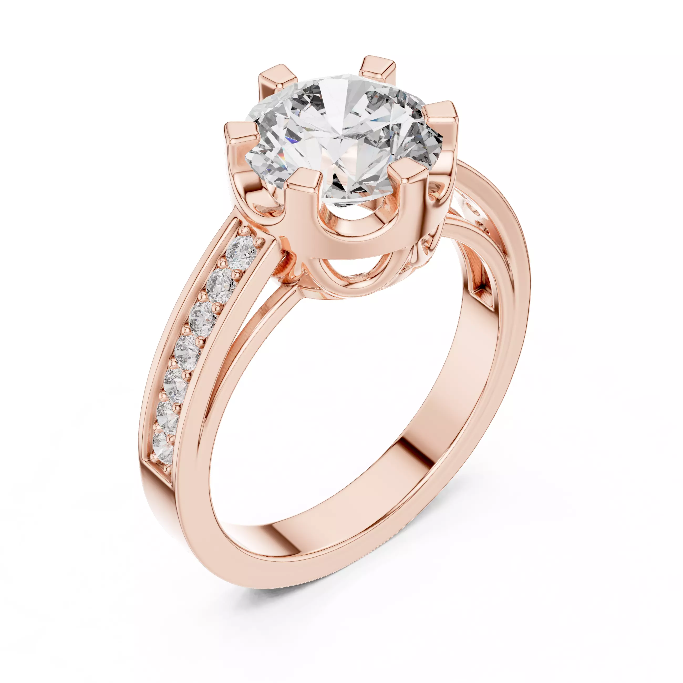 Round Cut Diamond Engagement Wedding Ring 3DM STL Video 3D print model_4