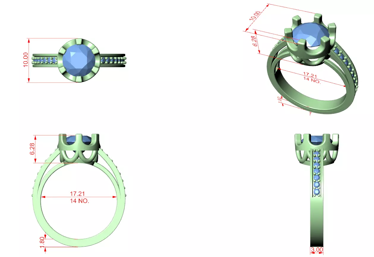 Round Cut Diamond Engagement Wedding Ring 3DM STL Video 3D print model_12