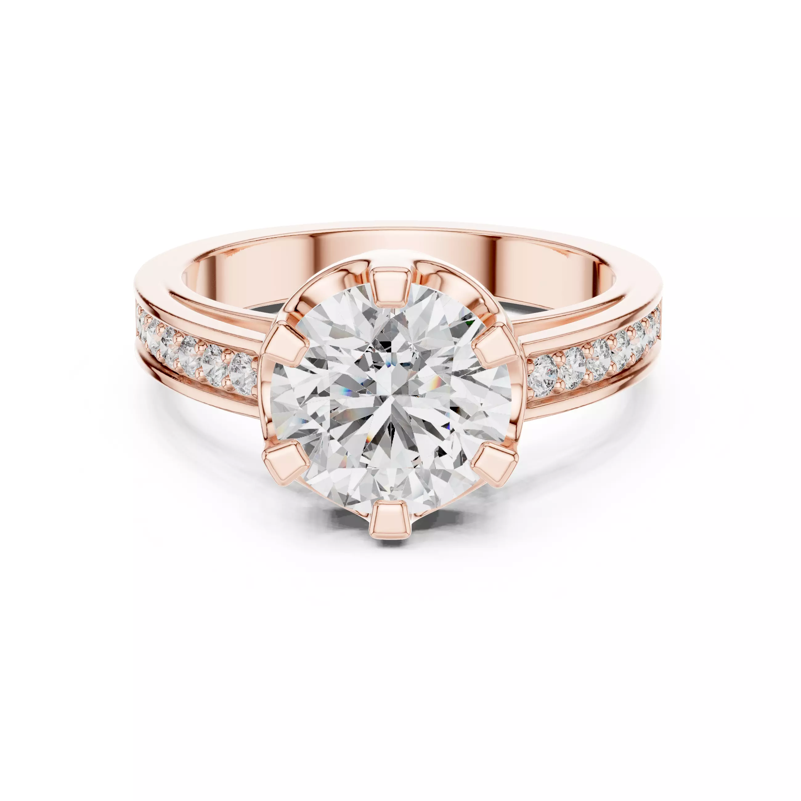 Round Cut Diamond Engagement Wedding Ring 3DM STL Video 3D print model_0