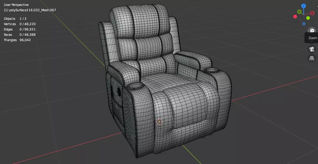 Recliner Low-poly 3D model_15