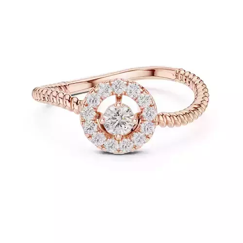 Curved Rope Shank Round Diamond Engagement Ring 3DM STL Video 3D print model