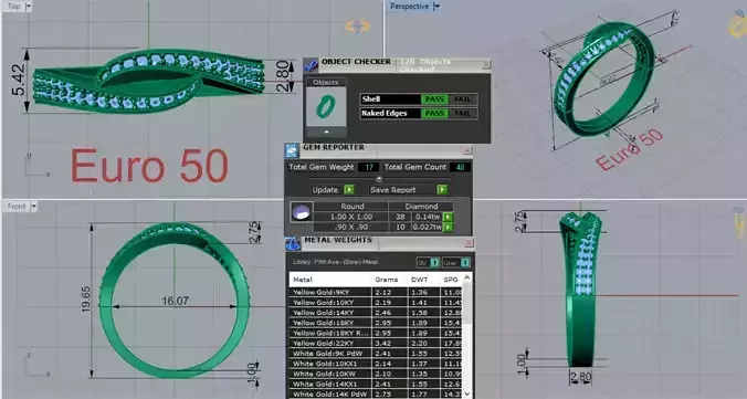 Rose Gold Diamond stl 3dm Ring Model jr00206