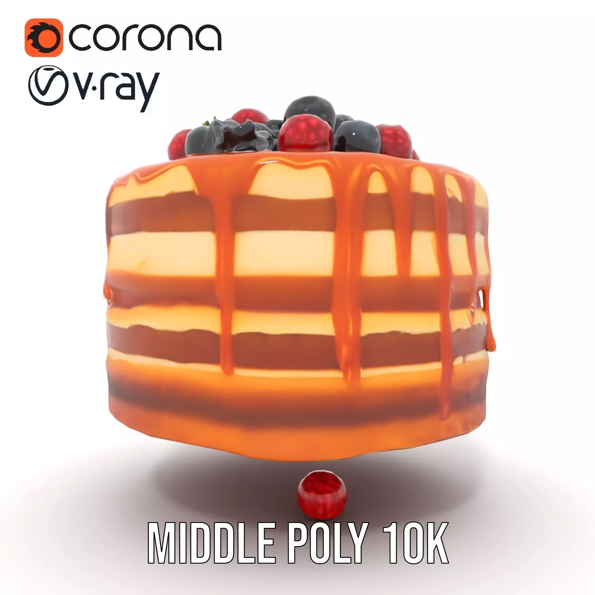 Caramel Berry Cake model pack Low-poly 3D model_27