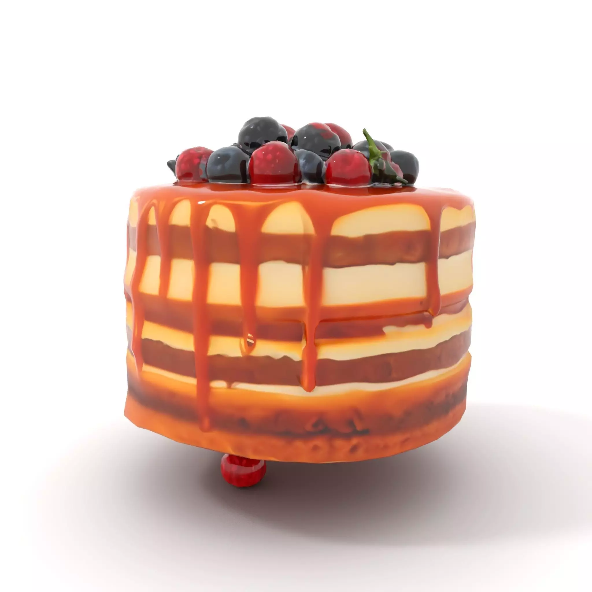 Caramel Berry Cake model pack Low-poly 3D model_6