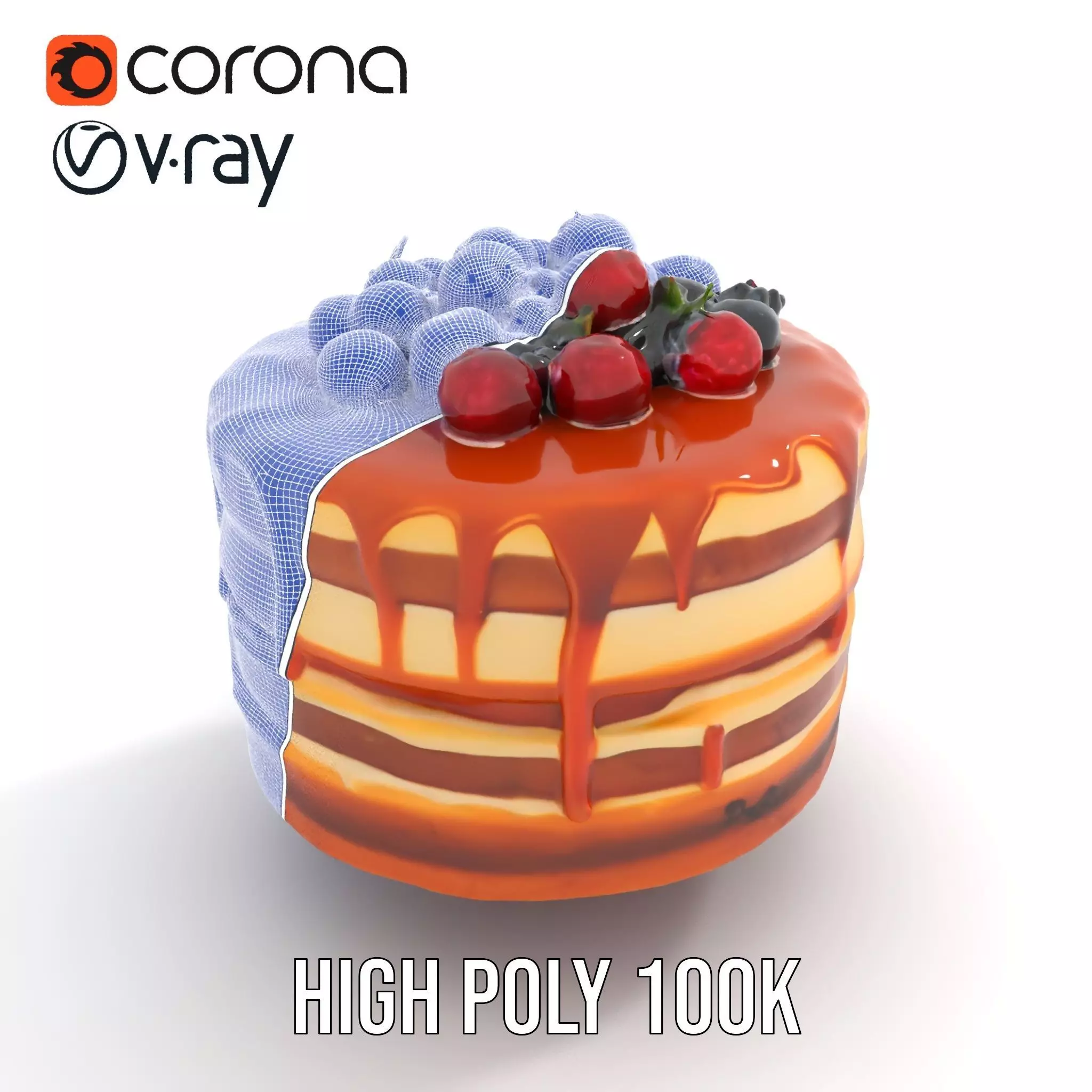 Caramel Berry Cake model pack Low-poly 3D model_17