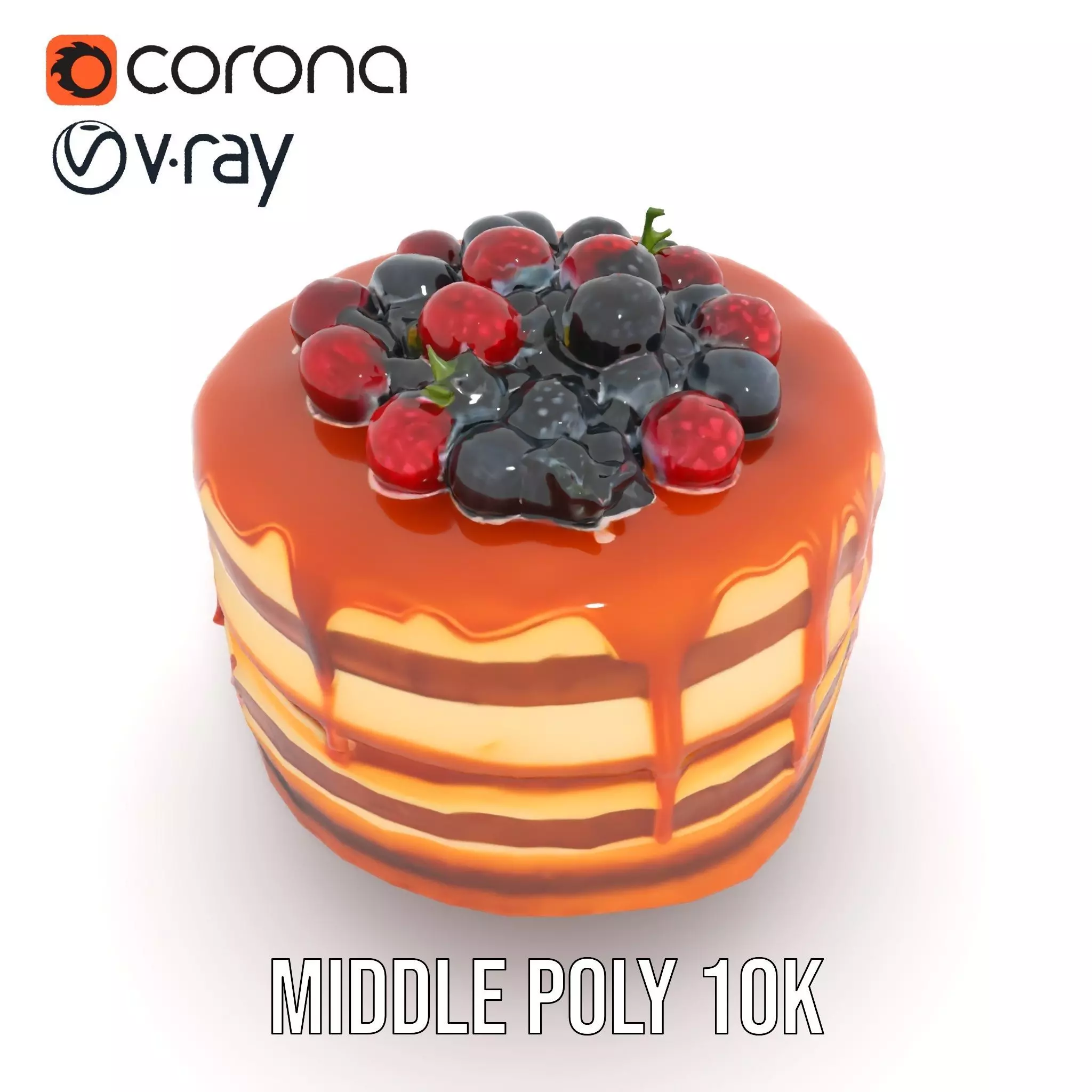 Caramel Berry Cake model pack Low-poly 3D model_15