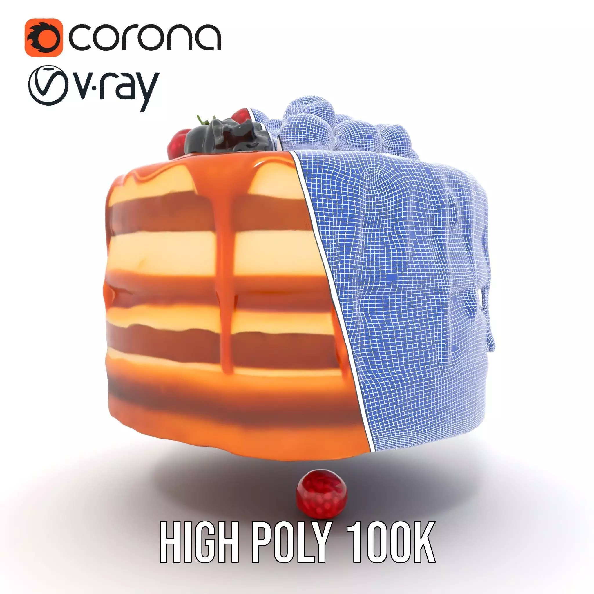 Caramel Berry Cake model pack Low-poly 3D model_34