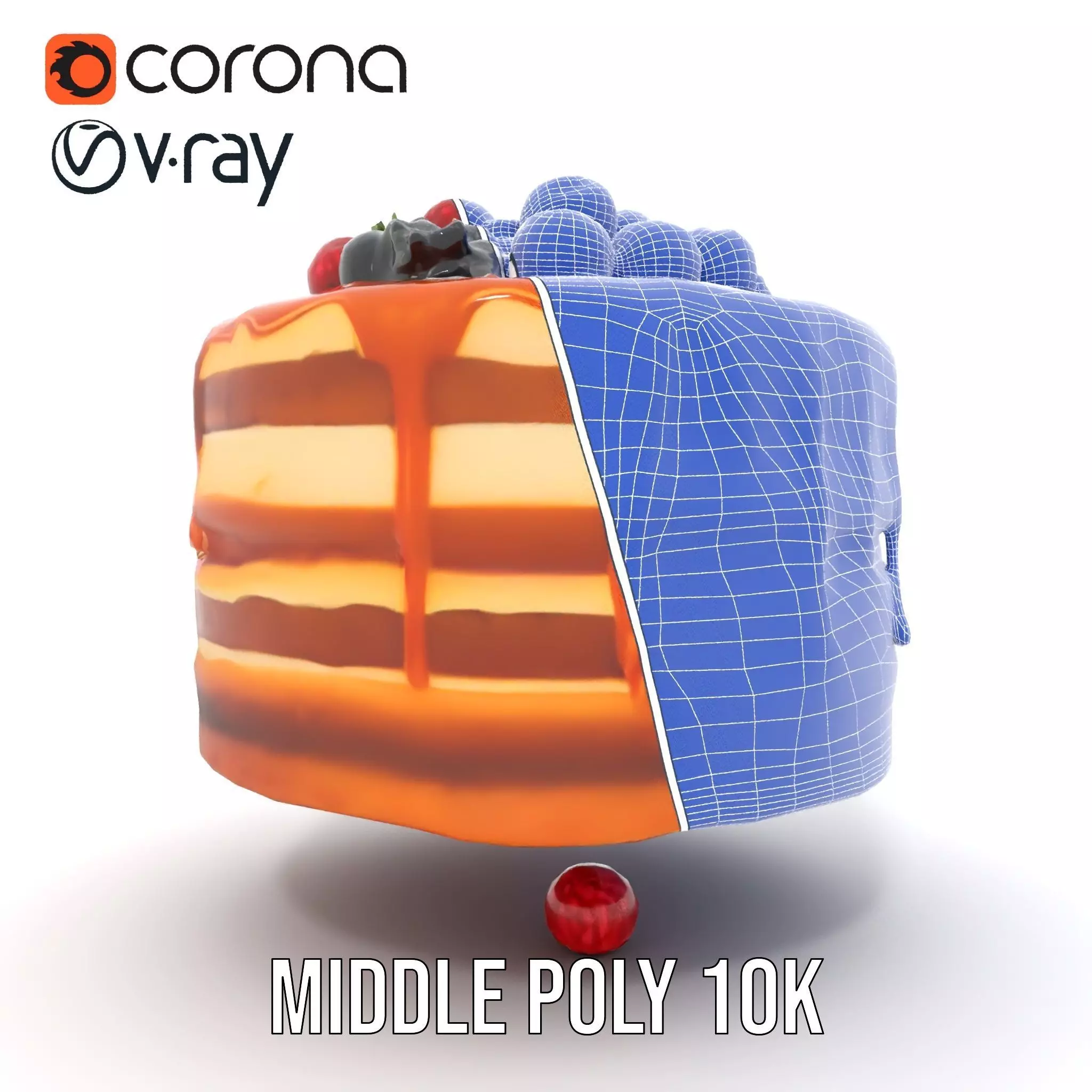 Caramel Berry Cake model pack Low-poly 3D model_29