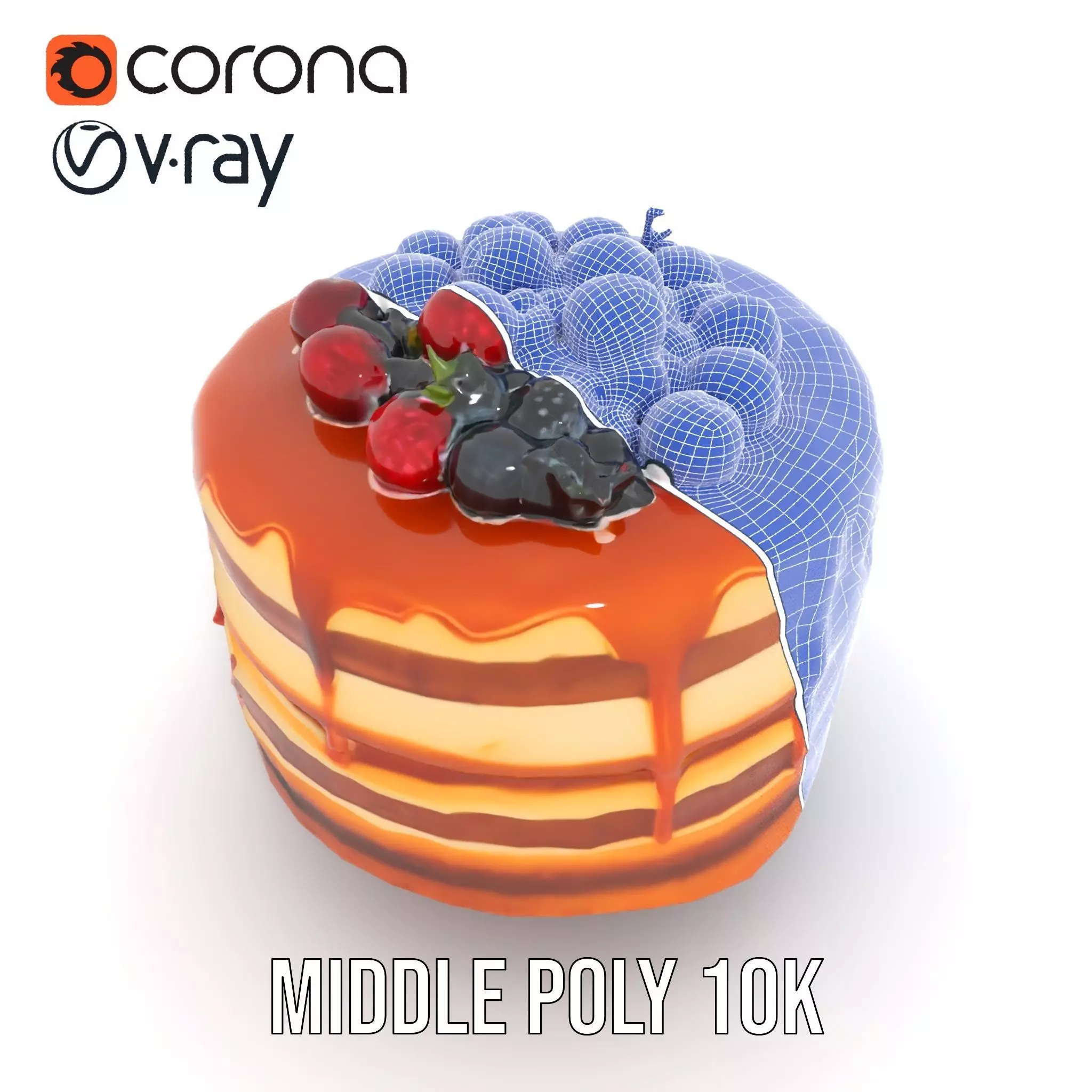 Caramel Berry Cake model pack Low-poly 3D model_5