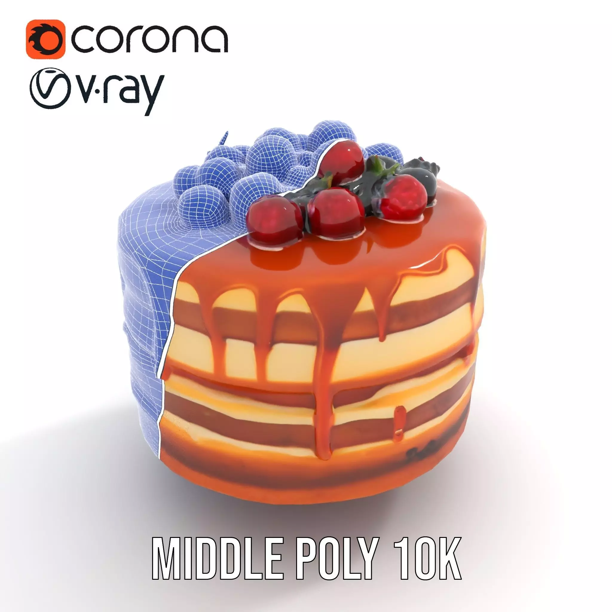 Caramel Berry Cake model pack Low-poly 3D model_21