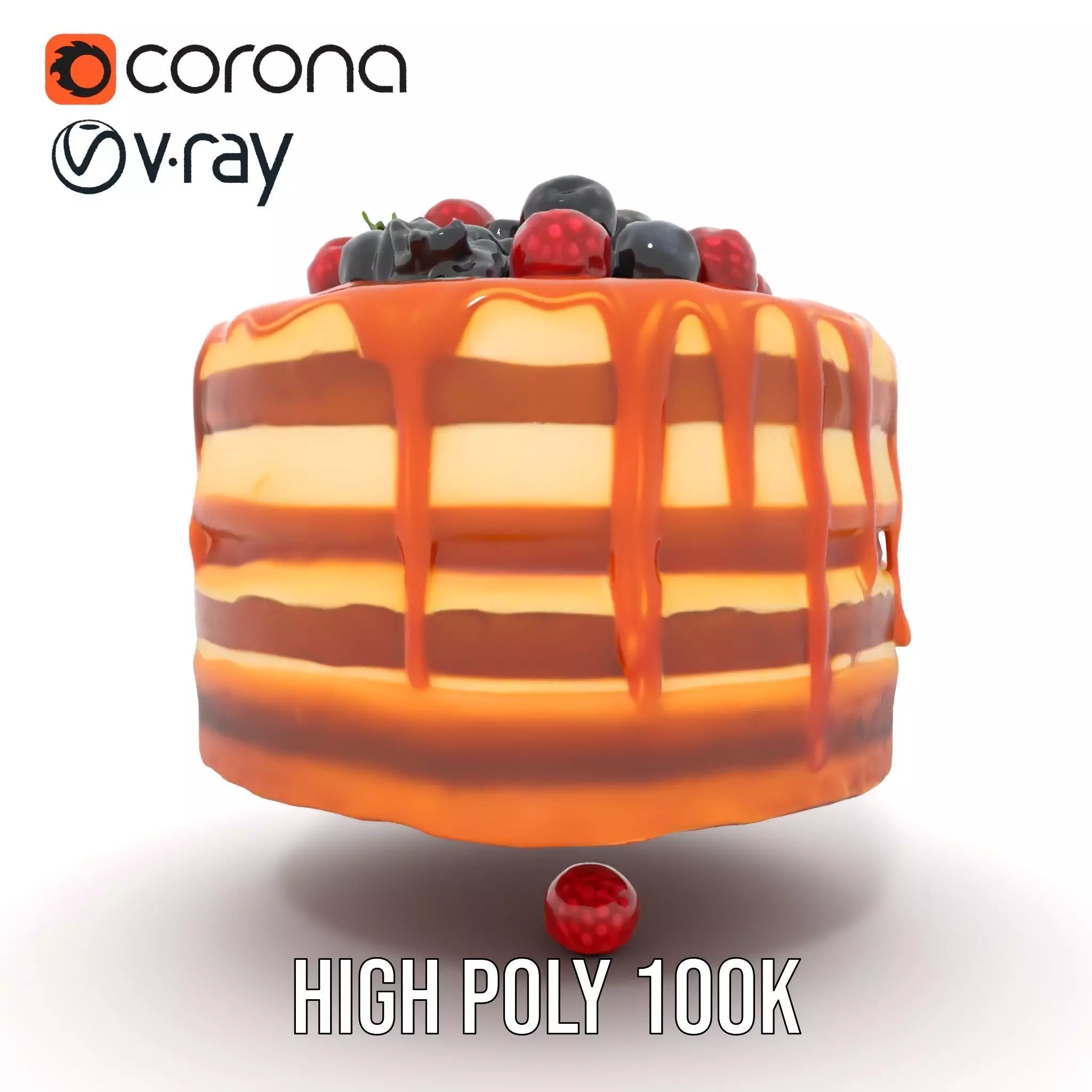 Caramel Berry Cake model pack Low-poly 3D model_23